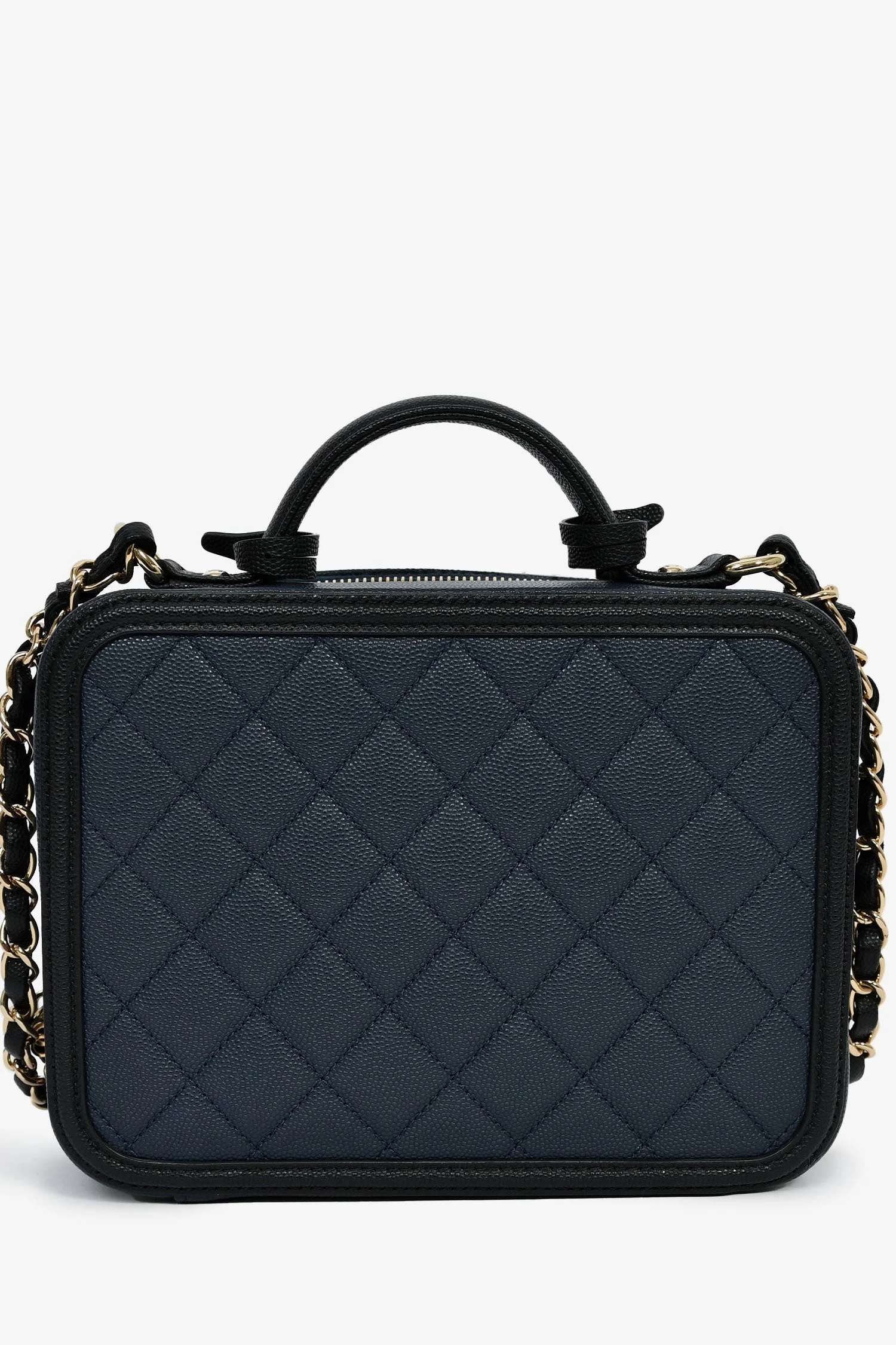Pre-Loved Chanel™ 2019 Black/Navy Medium Filigree Vanity Case Bag - Image 2
