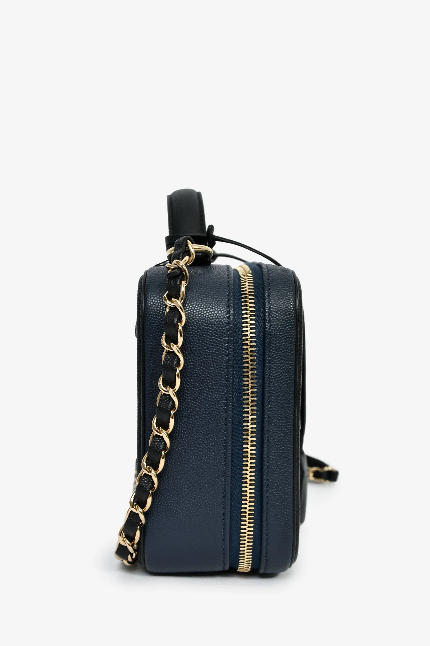 Pre-Loved Chanel™ 2019 Black/Navy Medium Filigree Vanity Case Bag - Image 3
