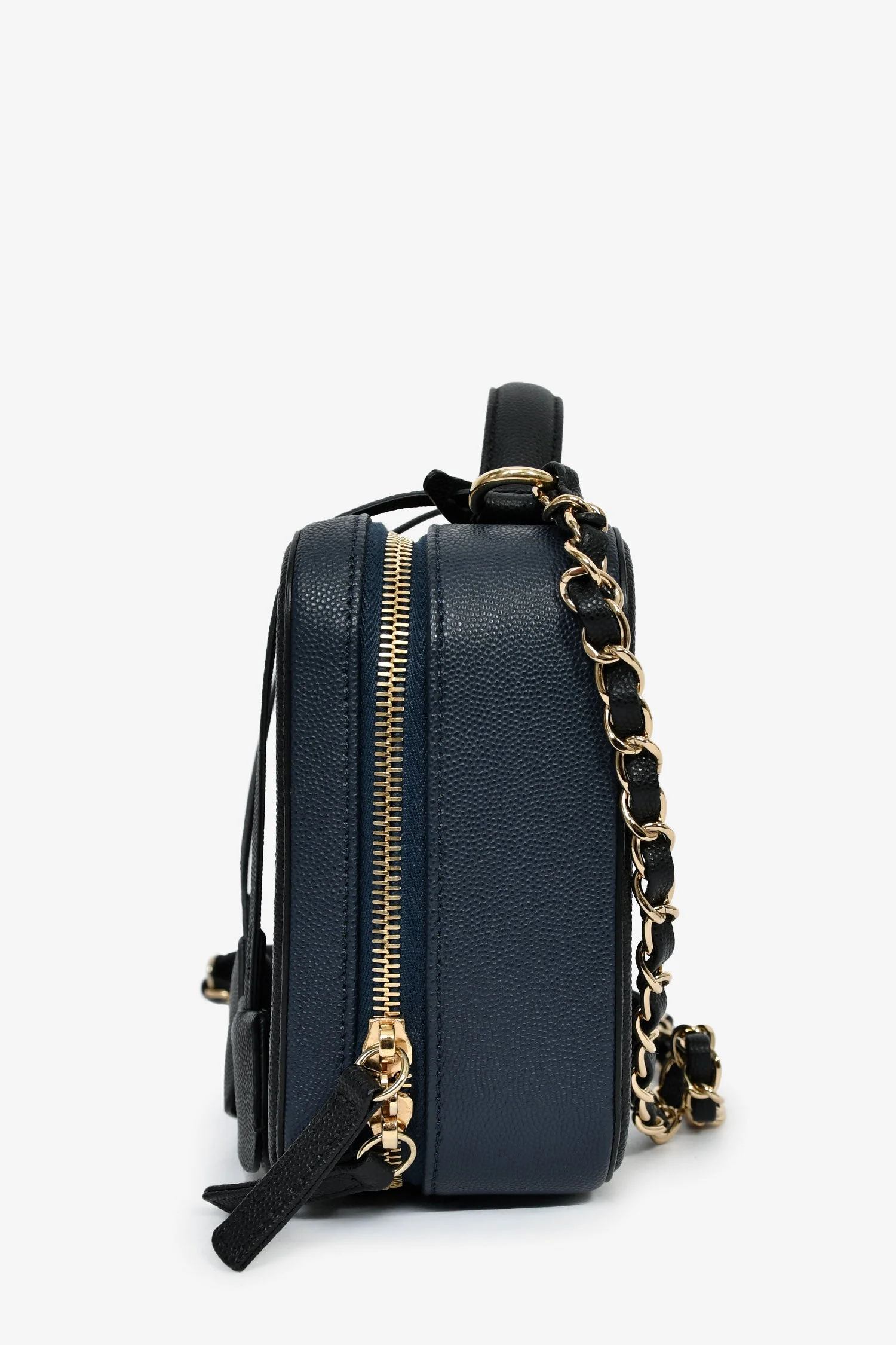 Pre-Loved Chanel™ 2019 Black/Navy Medium Filigree Vanity Case Bag - Image 4
