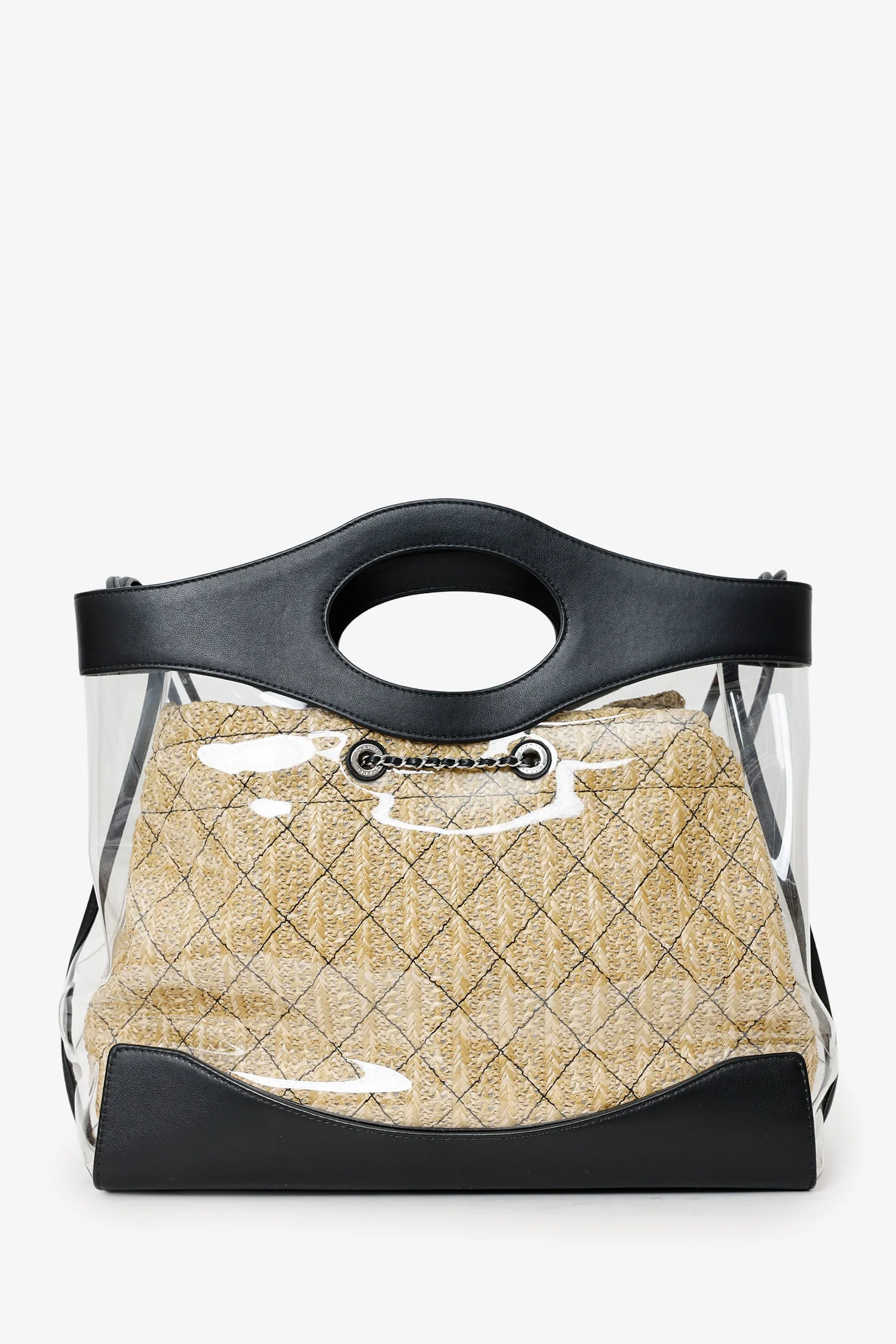 Pre-Loved Chanel™ 2019 Black PVC Raffia 31 Shopping Bag - Image 3