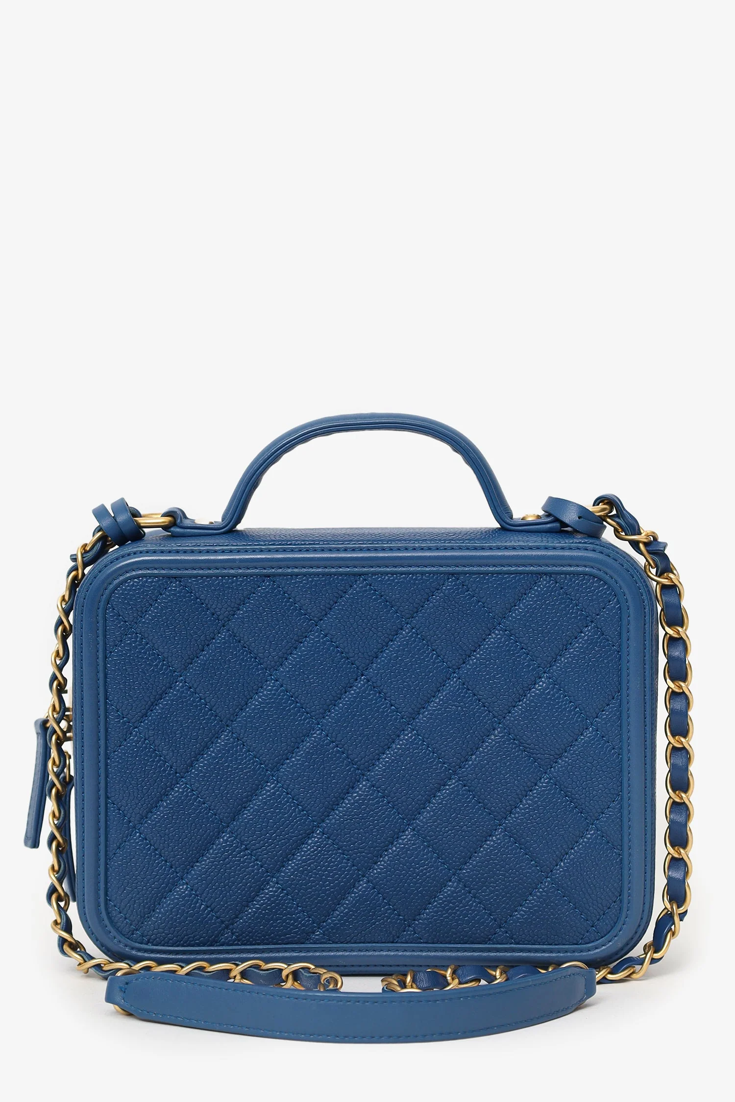 Pre-Loved Chanel™ 2019 Blue Caviar Quilted Small CC Filigree Vanity Case - Image 3