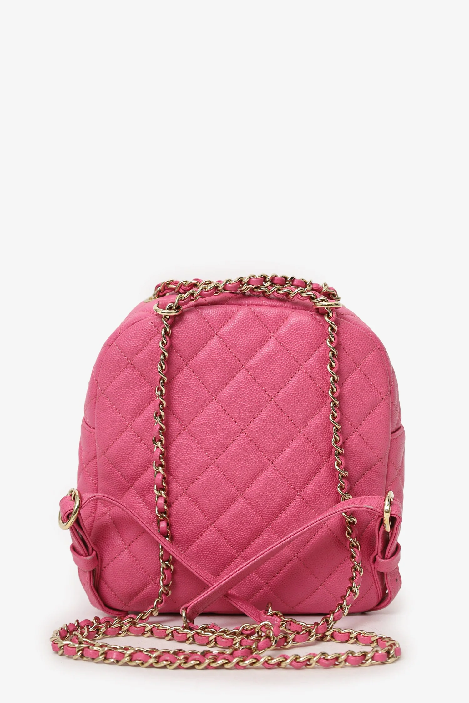 Pre-Loved Chanel™ 2019 Hot Pink Caviar Leather Mini Chain Backpack - Image 3