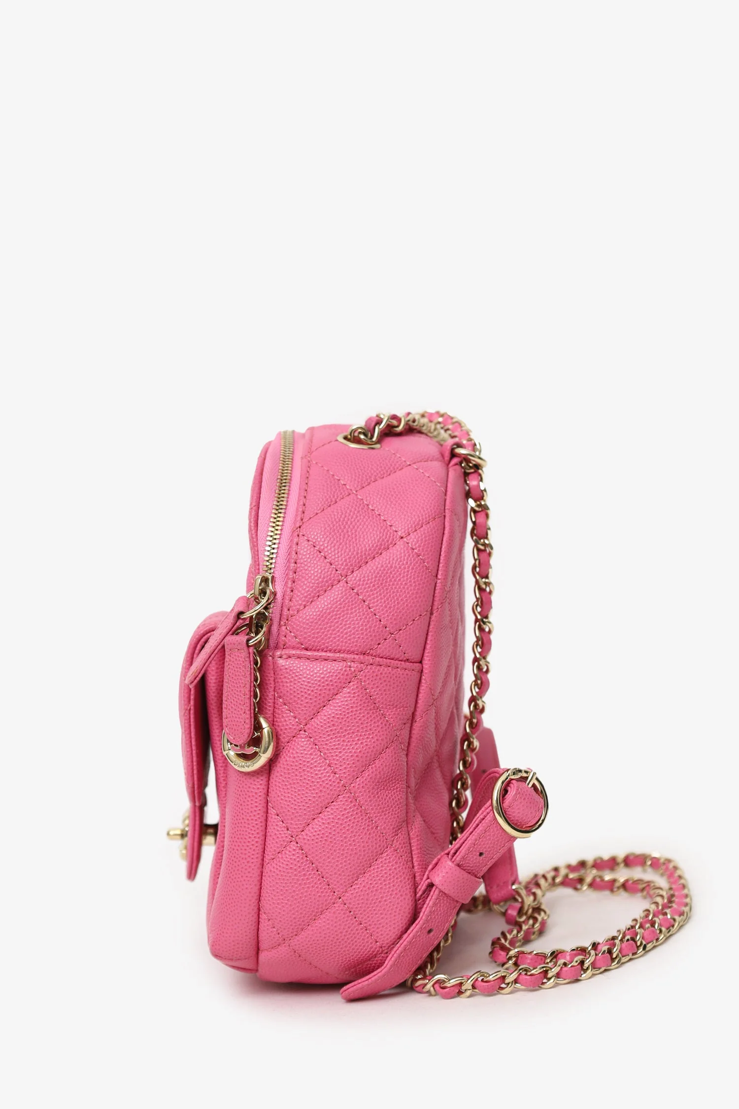 Pre-Loved Chanel™ 2019 Hot Pink Caviar Leather Mini Chain Backpack - Image 5