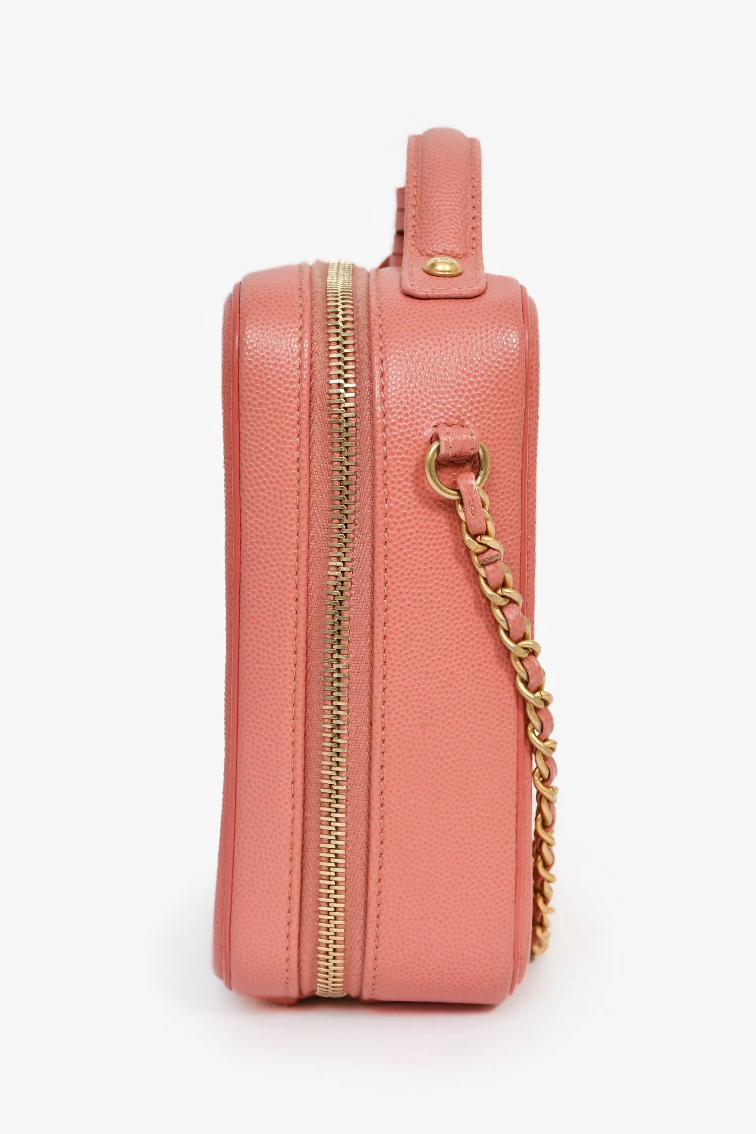 Pre-Loved Chanel™ 2019 Pink Caviar Leather Vertical Filigree Vanity Case - Image 3
