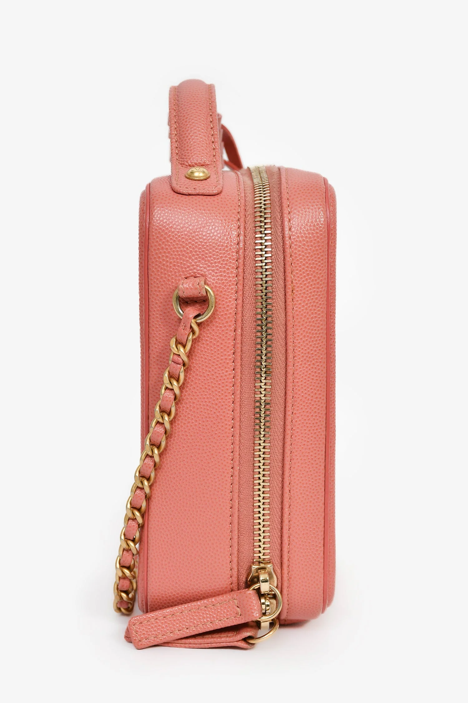 Pre-Loved Chanel™ 2019 Pink Caviar Leather Vertical Filigree Vanity Case - Image 4