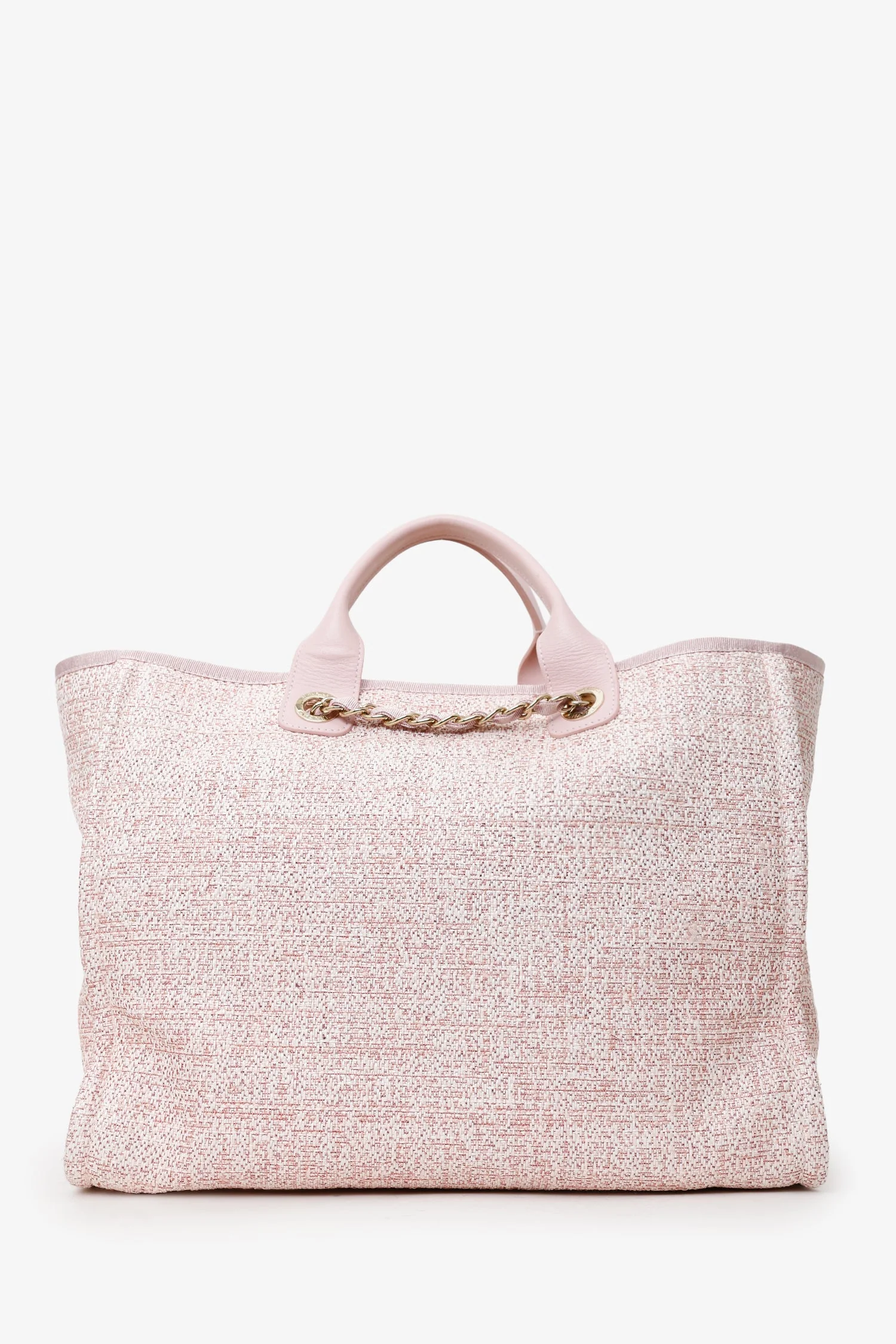 Pre-Loved™ Chanel 2019 Pink Glitter Medium Deauville Tote - Image 2