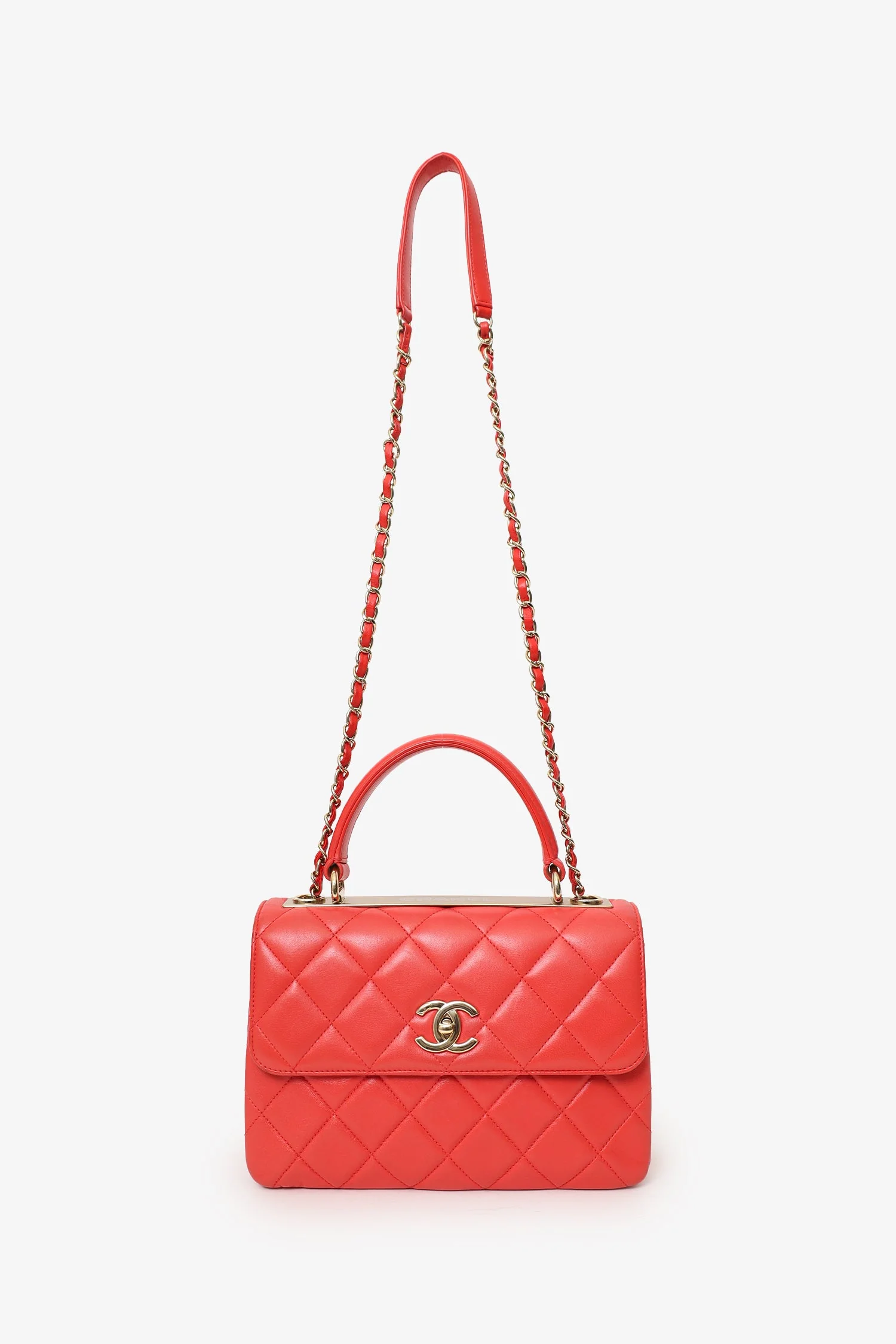 Pre-Loved Chanel™ 2019 Red Leather Trendy CC Small Top Handle - Image 6