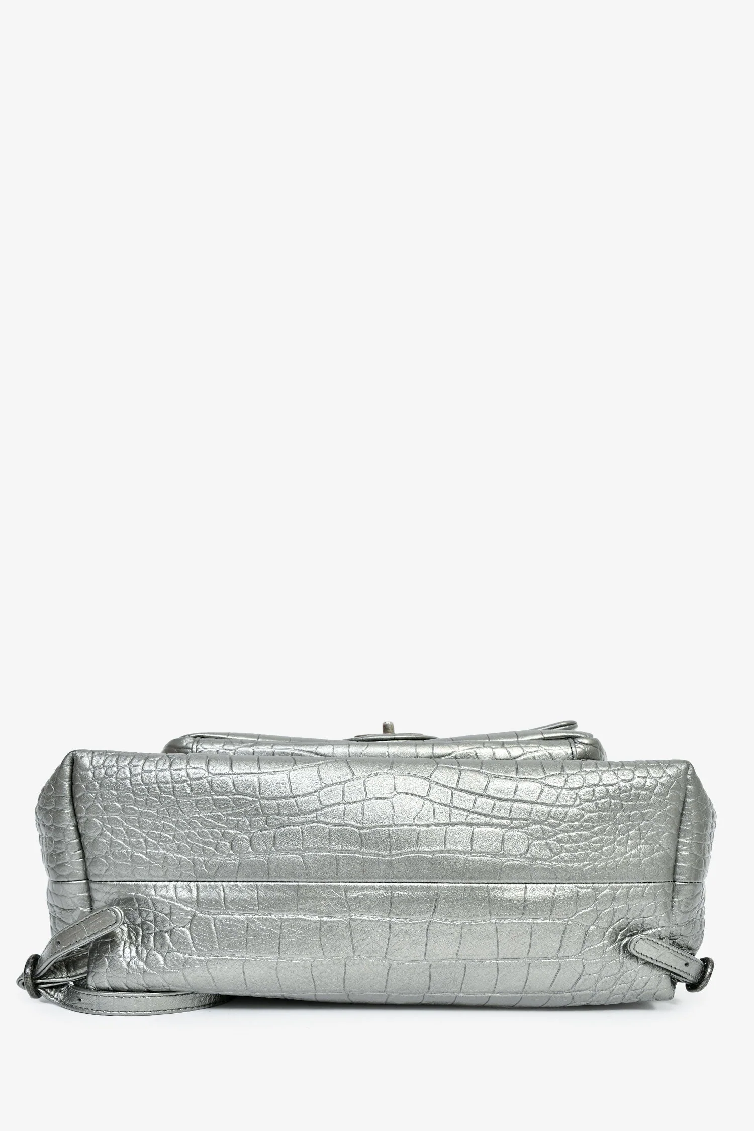 Pre-Loved Chanel™ 2019 Silver Croc Embossed Pocket Backpack - Image 5