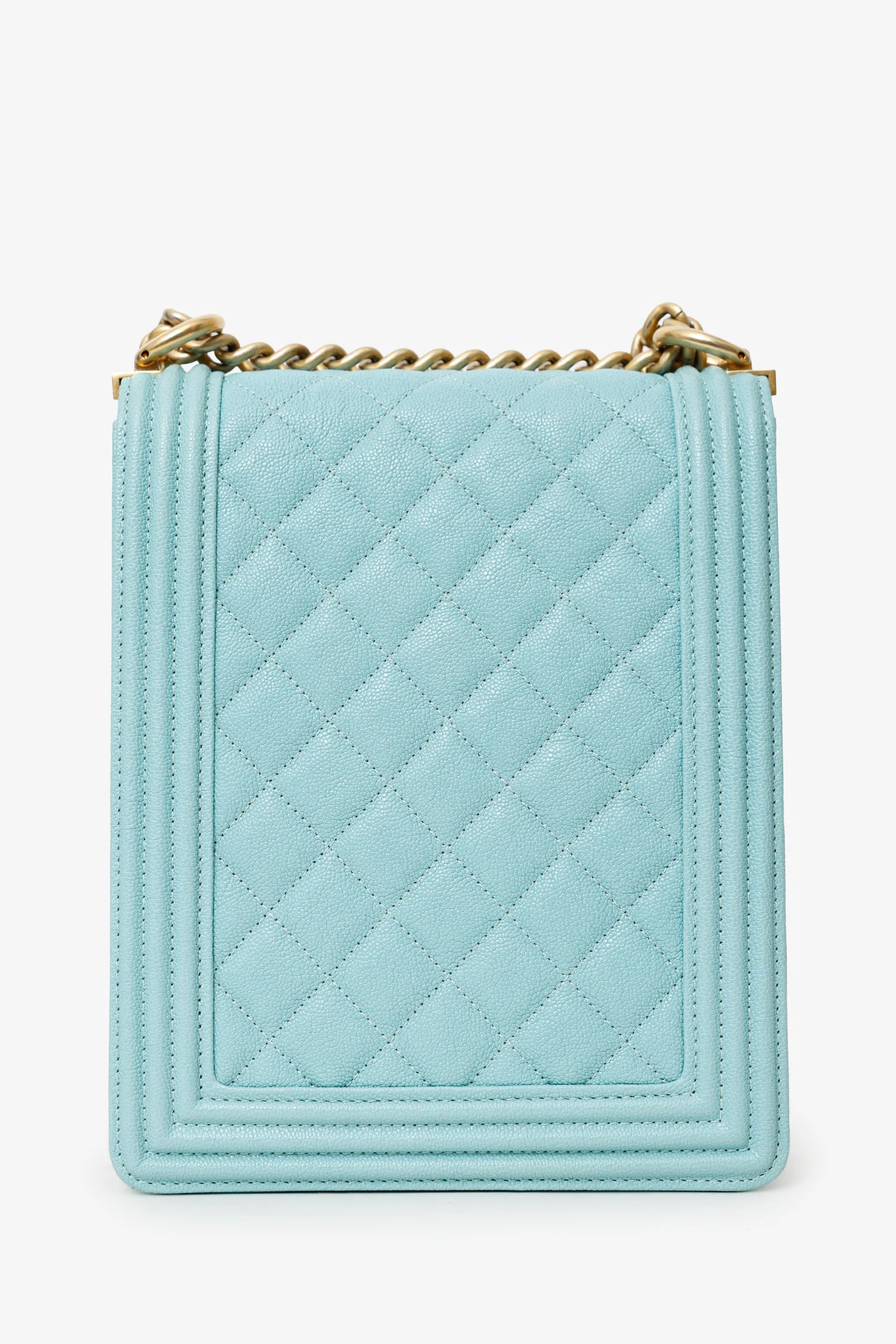 Pre-Loved Chanel™ 2019 Teal Green Leather North/South Boy Shoulder Bag - Image 3