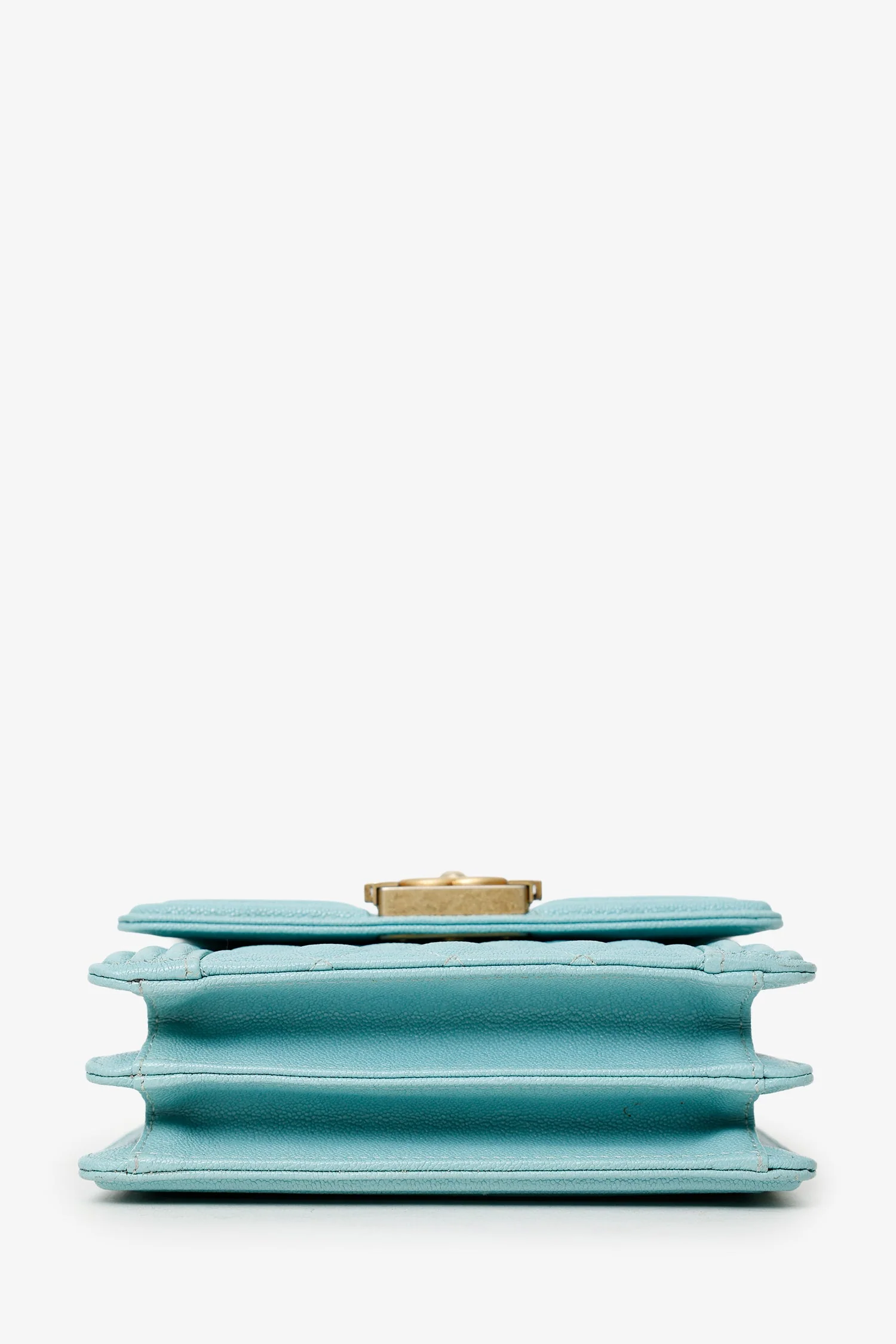 Pre-Loved Chanel™ 2019 Teal Green Leather North/South Boy Shoulder Bag - Image 5