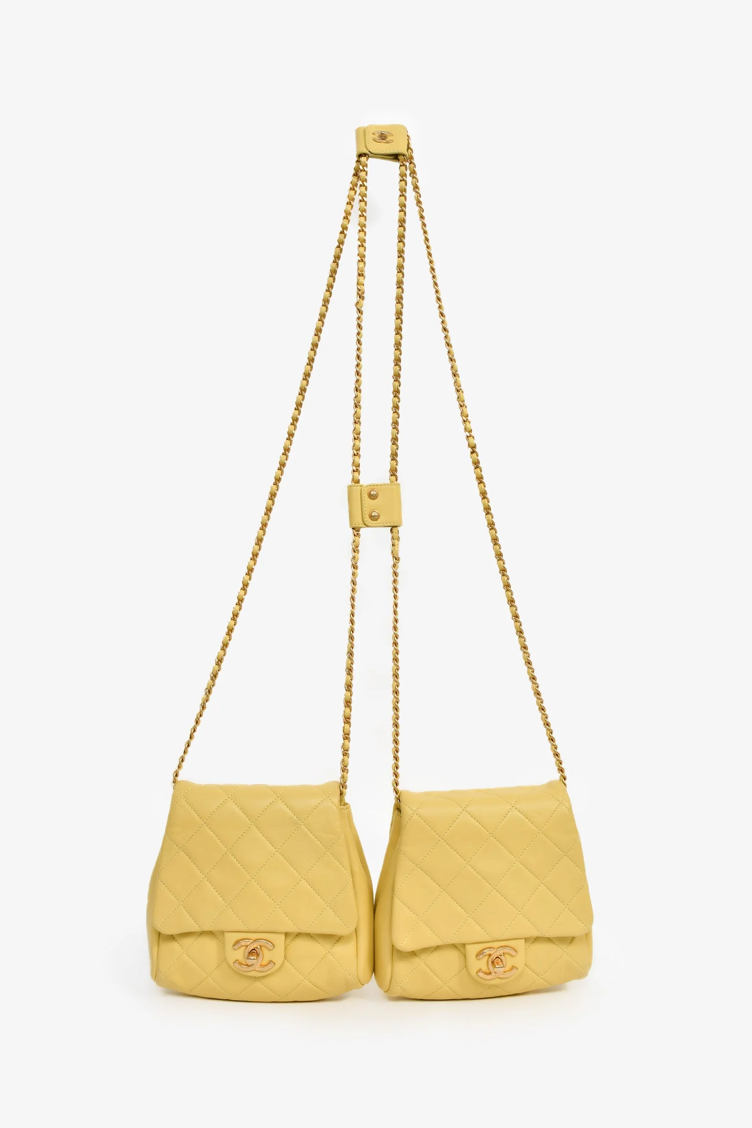 Pre-Loved Chanel™ 2019 Yellow Quilted Lambskin Medium Side-Packs Bag - Image 7