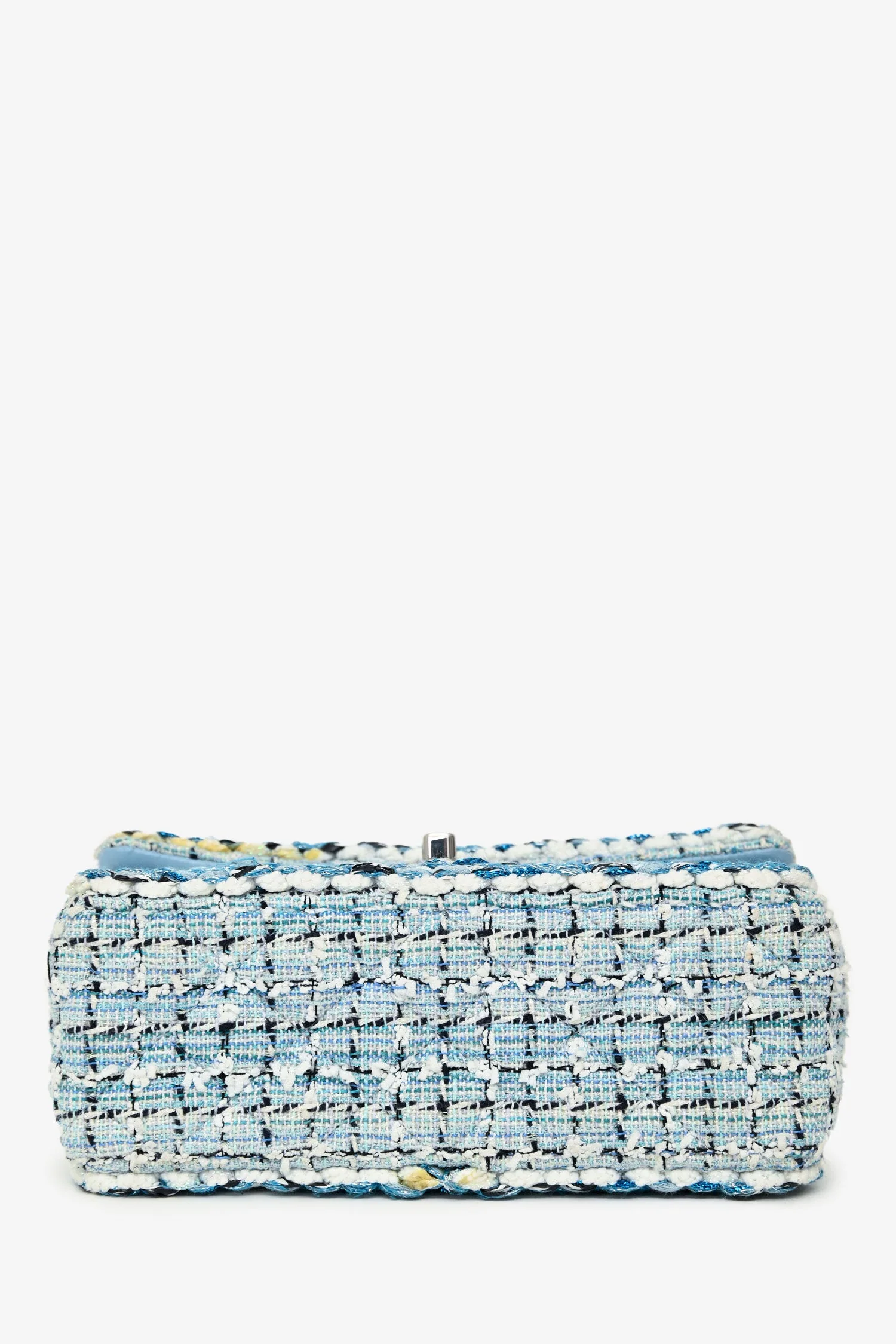 Pre-Loved Chanel™ 2019C Blue Tweed Mini Single Flap Silver Hardware - Image 5