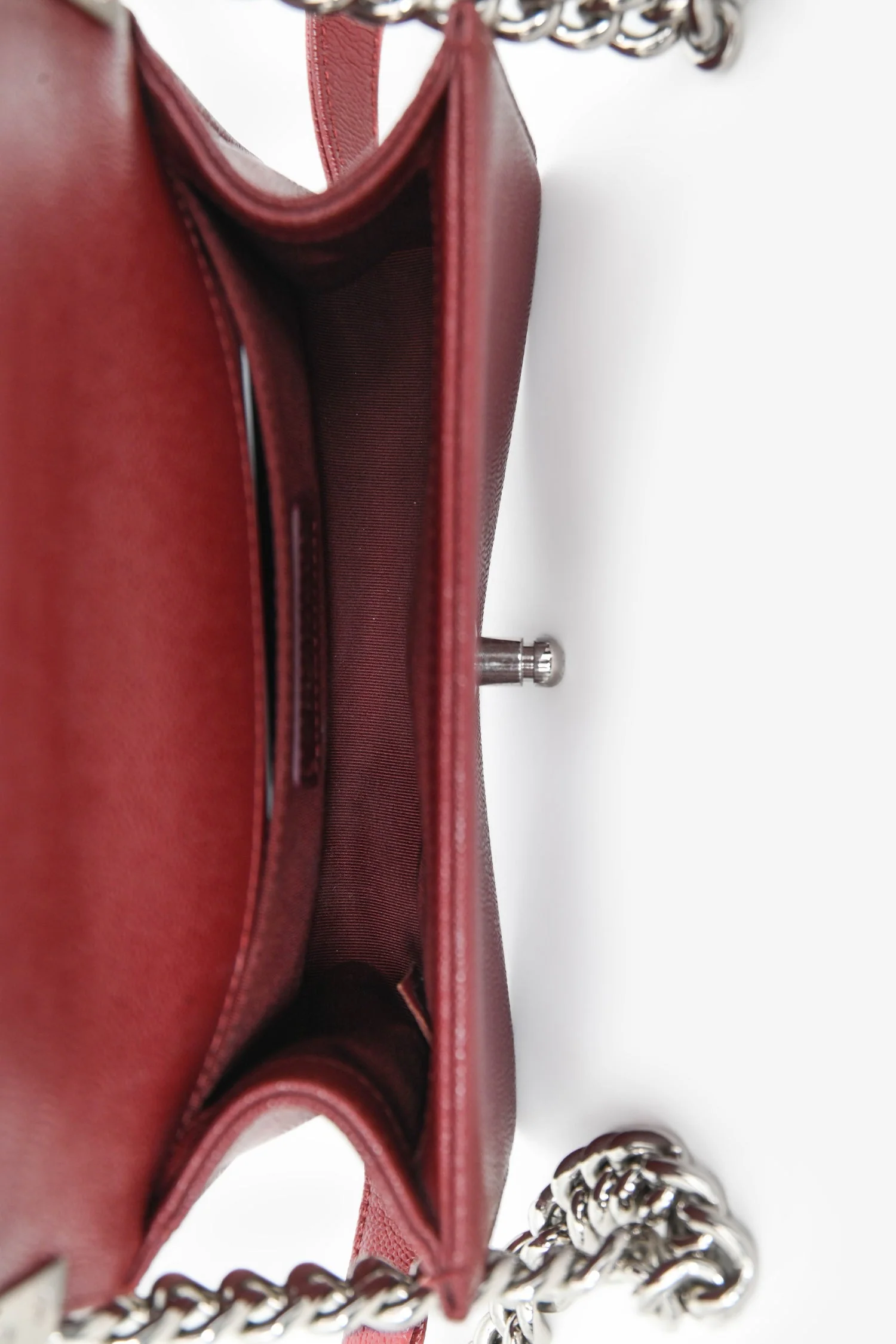 Pre-Loved Chanel™ 2020/21 Burgundy Caviar Chevron Small Boy Bag - Image 6