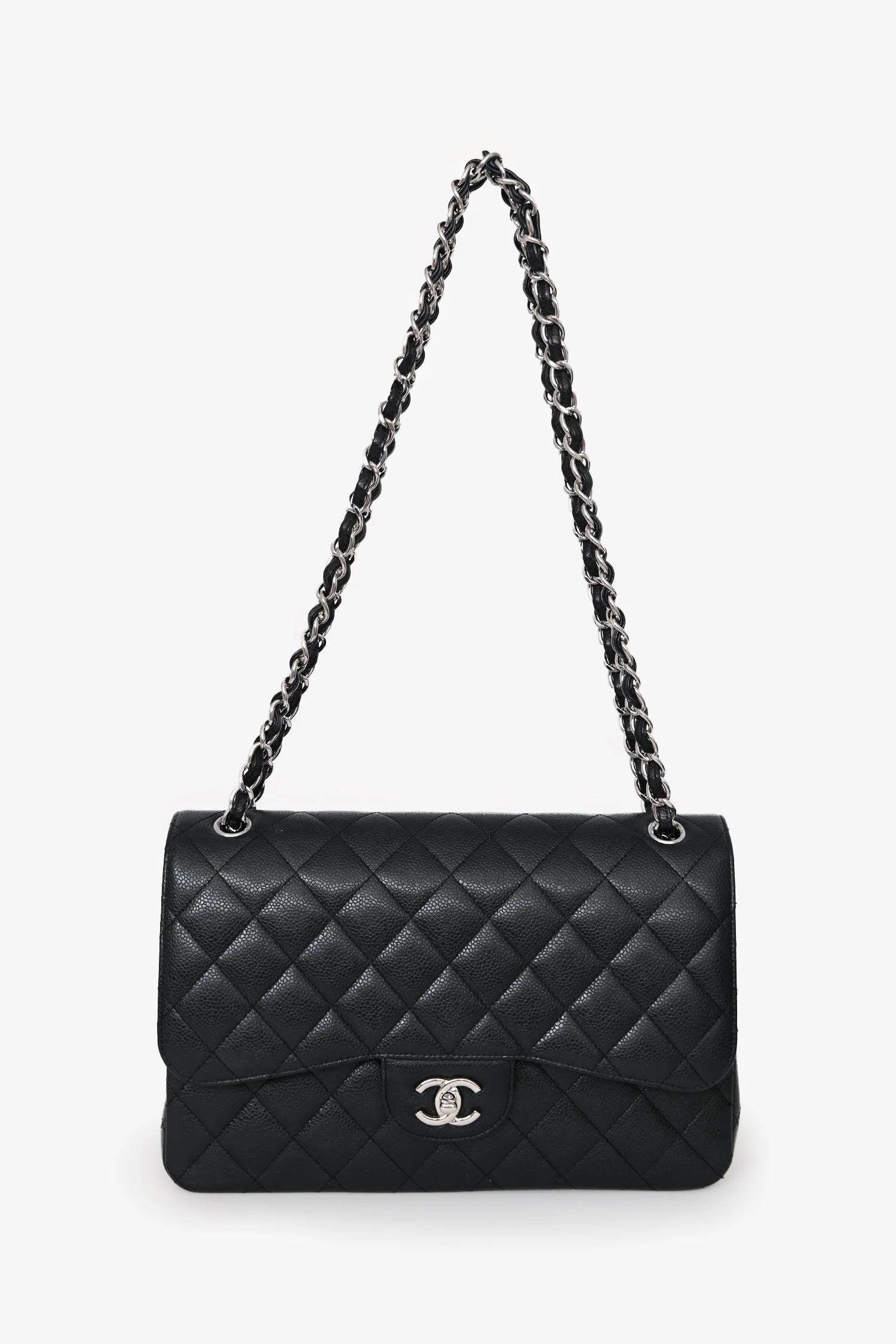 Chanel™ 2020 Black Caviar Leather Jumbo Double Flap Bag (Pre-Loved) - Image 7