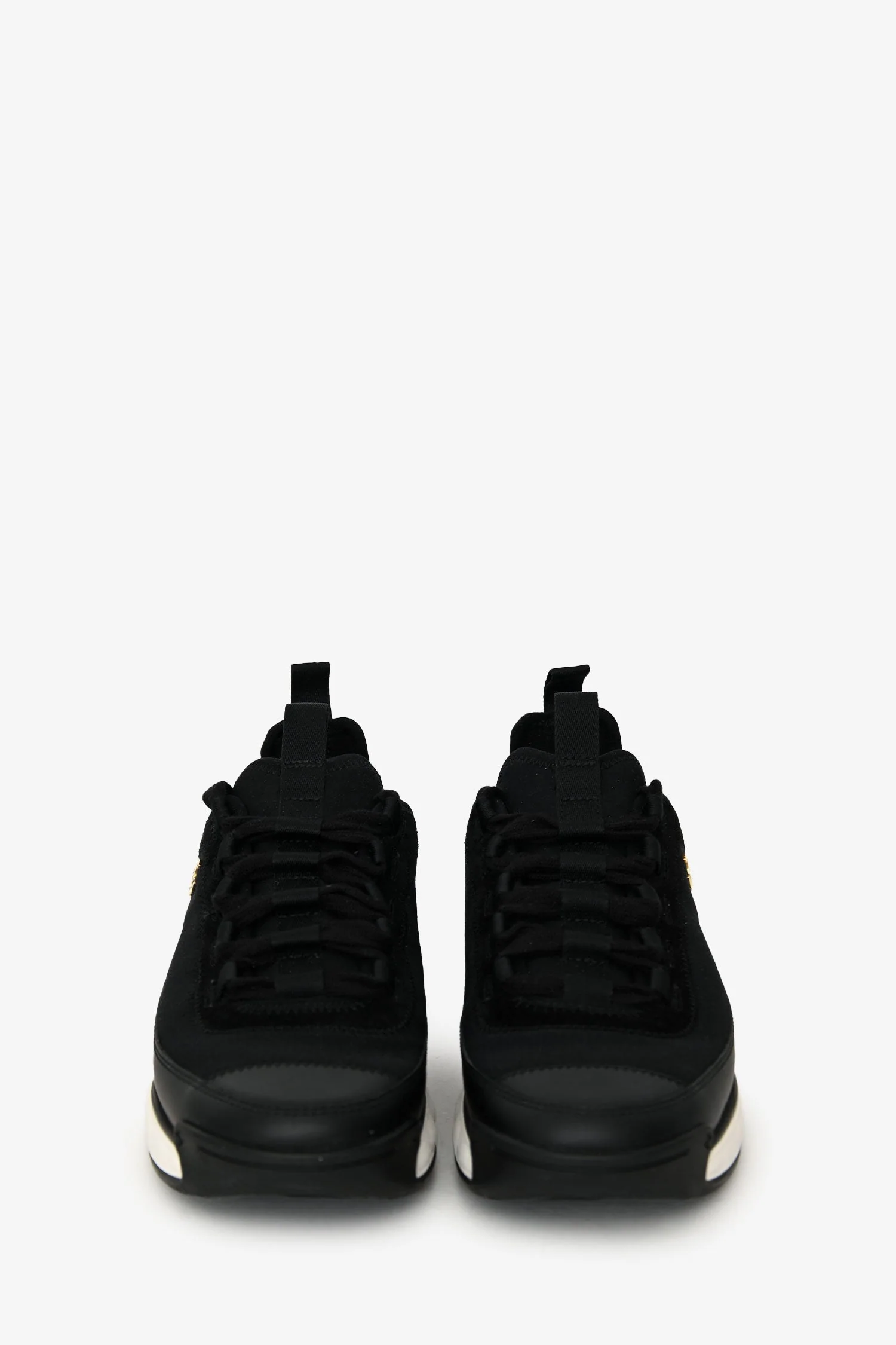 Pre-Loved Chanel™ 2020 Black Leather Trim CC Logo Sneakers Size 37.5 - Image 3