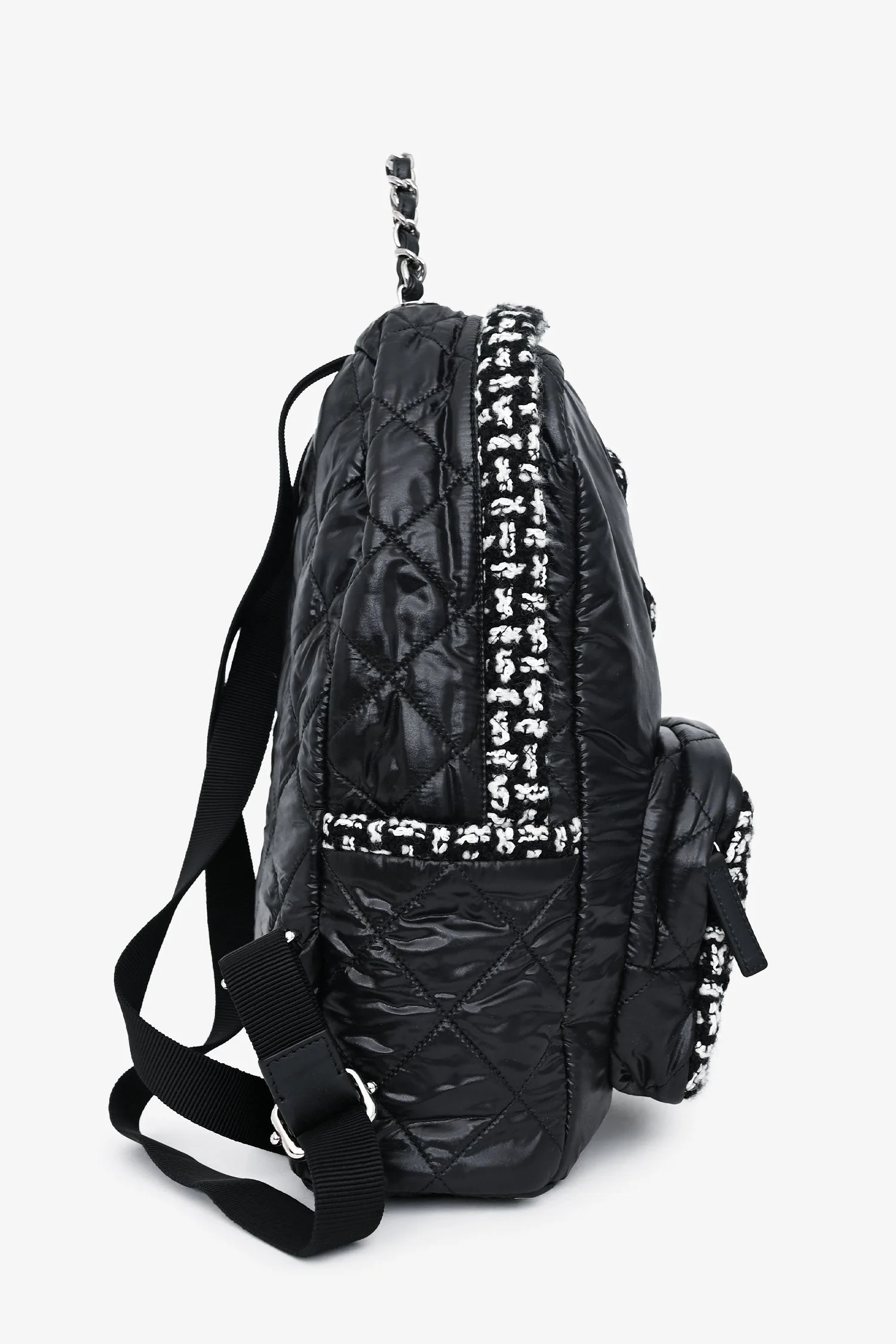 Pre-Loved Chanel™ 2020 Black Nylon/Tweed Backpack - Image 3