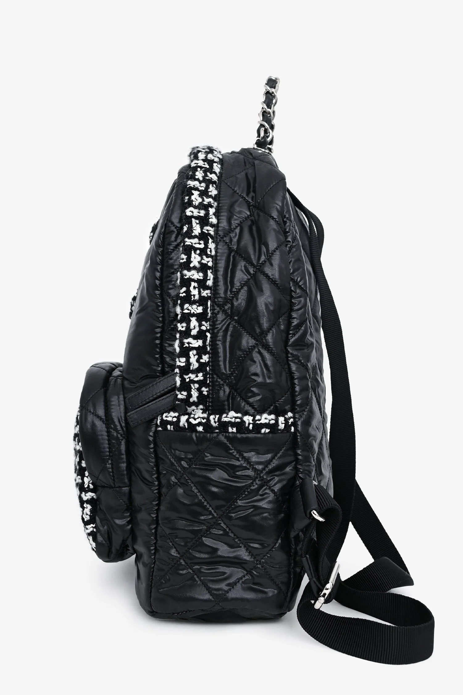 Pre-Loved Chanel™ 2020 Black Nylon/Tweed Backpack - Image 4