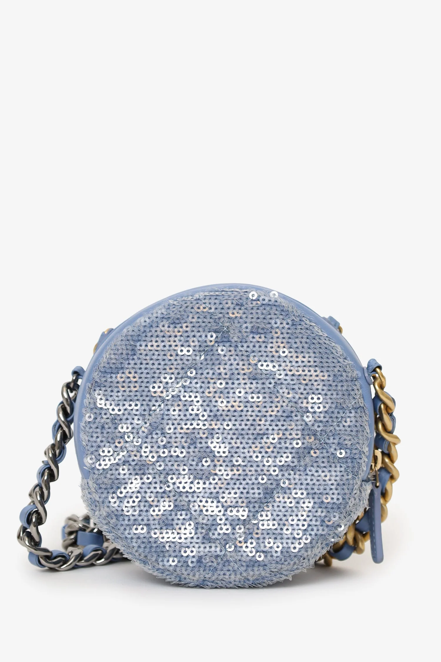Pre-Loved Chanel™ 2020 Purple Sequin Chanel 19 Round Clutch Bag - Image 2