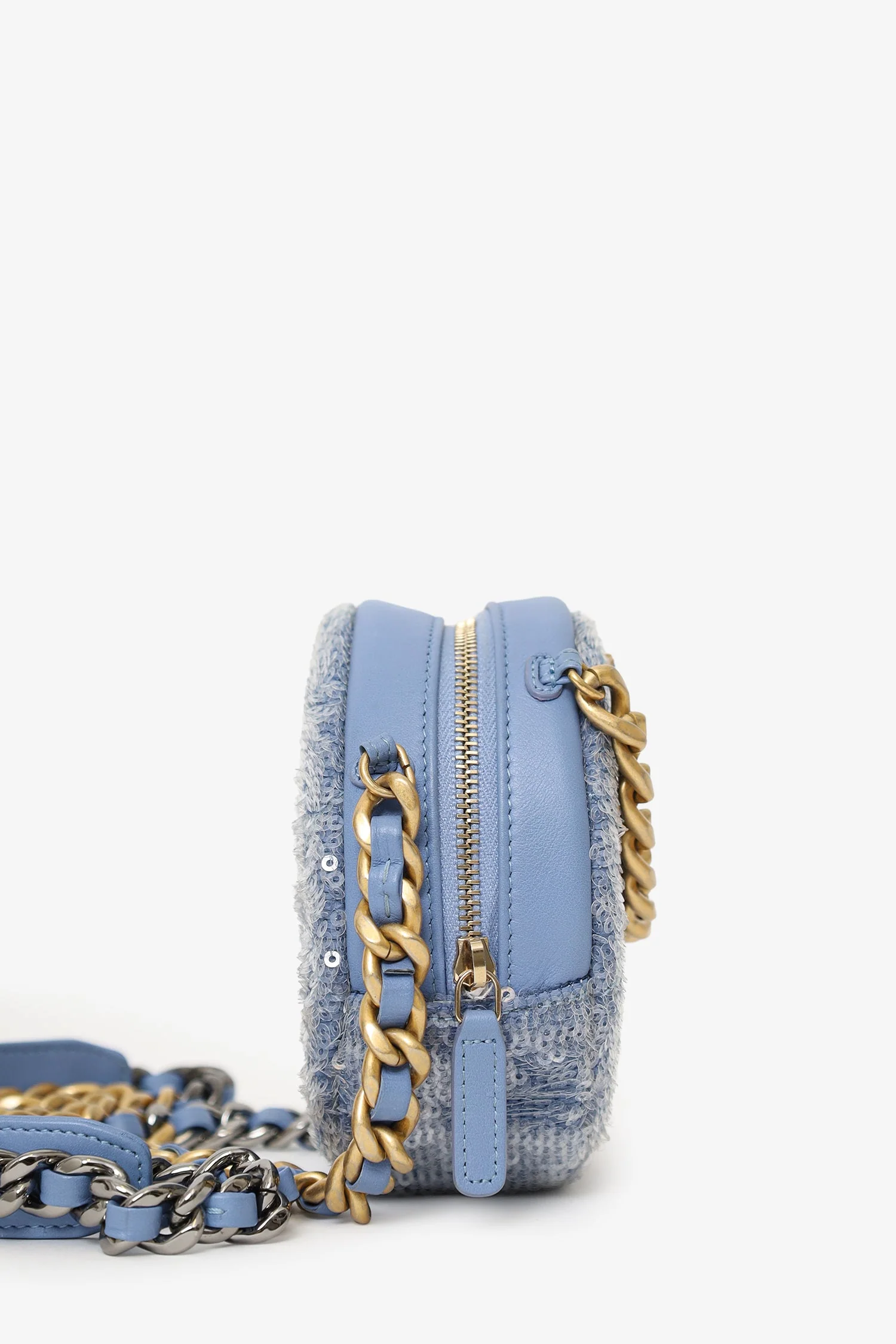 Pre-Loved Chanel™ 2020 Purple Sequin Chanel 19 Round Clutch Bag - Image 3