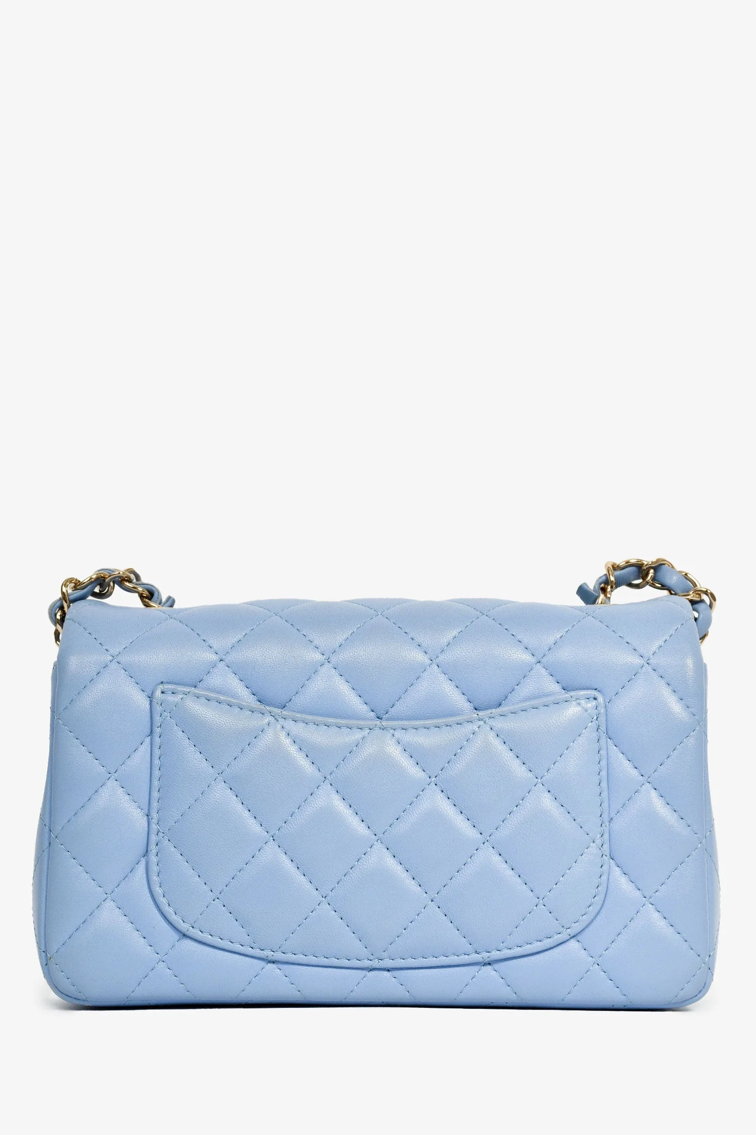 Pre-Loved Chanel™ 2020 Sky Blue Lambskin Mini Rectangle Flap Bag - Image 2