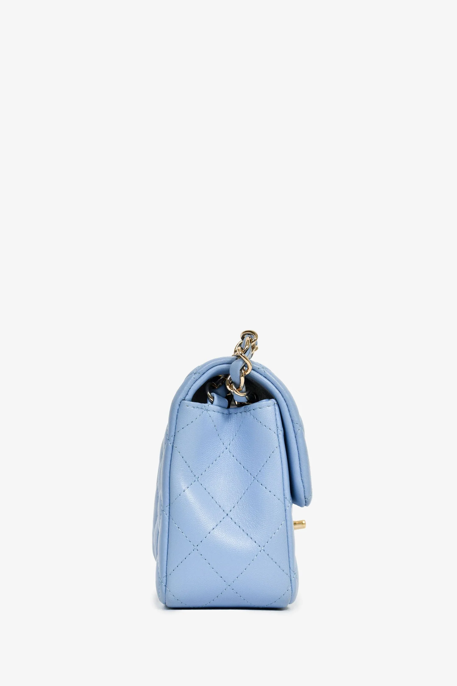 Pre-Loved Chanel™ 2020 Sky Blue Lambskin Mini Rectangle Flap Bag - Image 3
