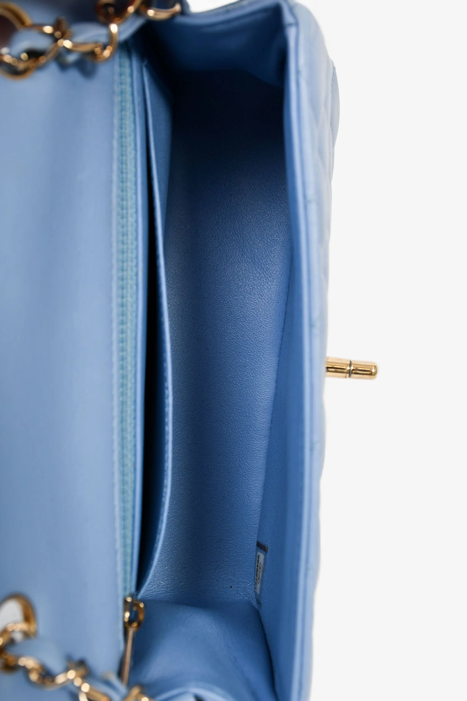 Pre-Loved Chanel™ 2020 Sky Blue Lambskin Mini Rectangle Flap Bag - Image 6