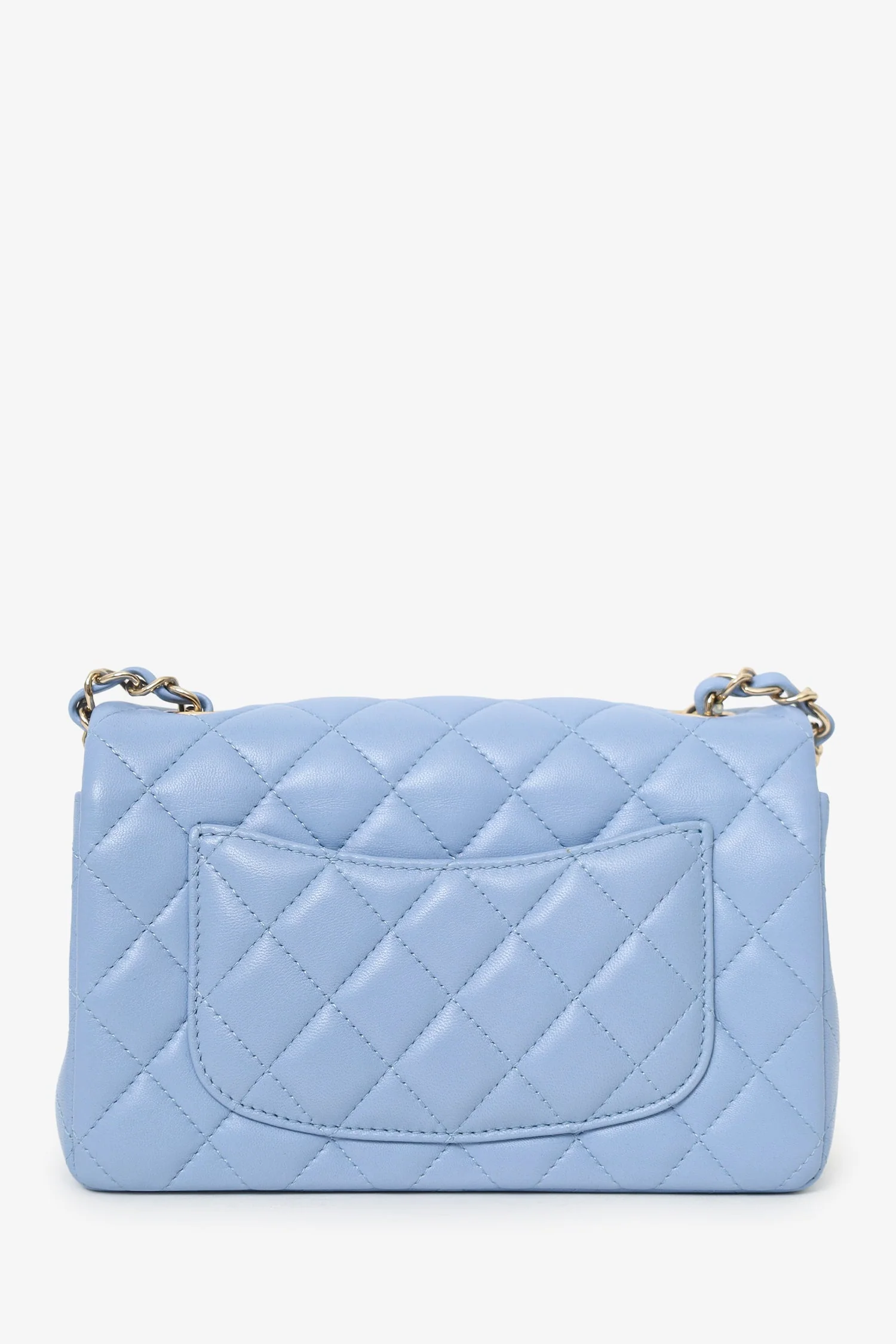 Pre-Loved Chanel™ 2020 Sky Blue Leather Quilted Mini Rectangle Flap Bag - Image 2