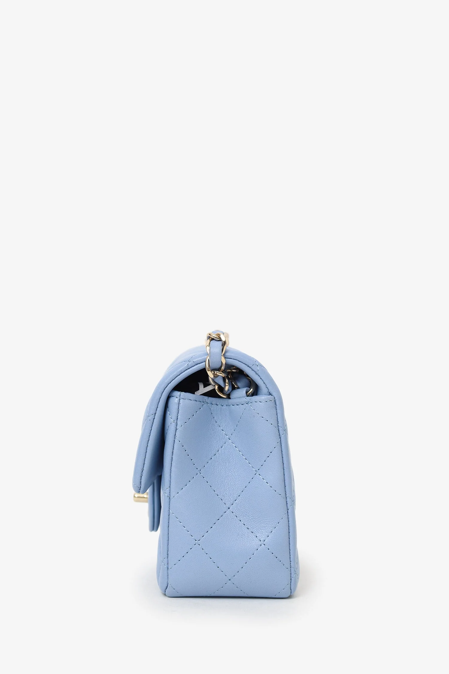 Pre-Loved Chanel™ 2020 Sky Blue Leather Quilted Mini Rectangle Flap Bag - Image 3