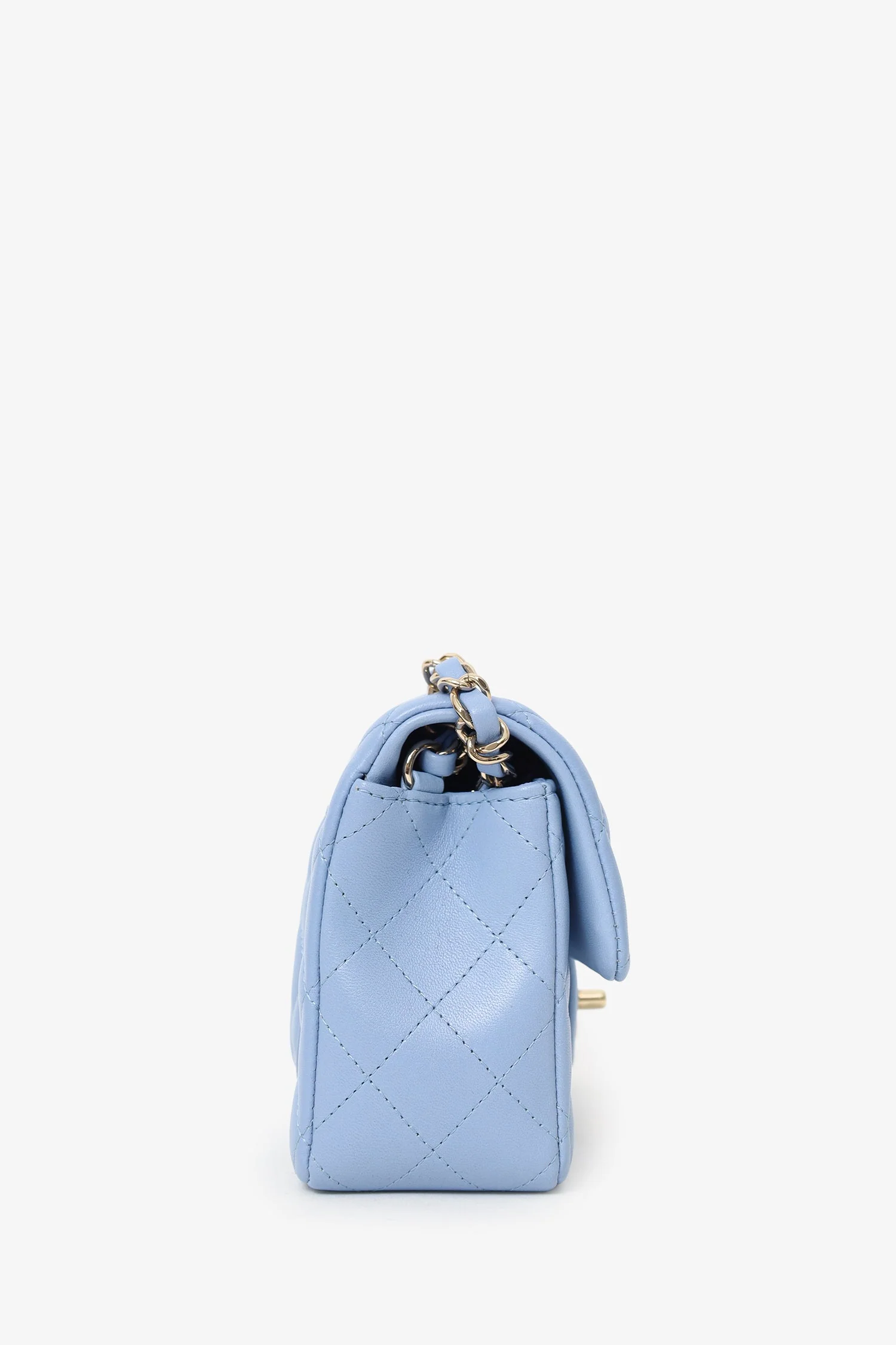 Pre-Loved Chanel™ 2020 Sky Blue Leather Quilted Mini Rectangle Flap Bag - Image 5
