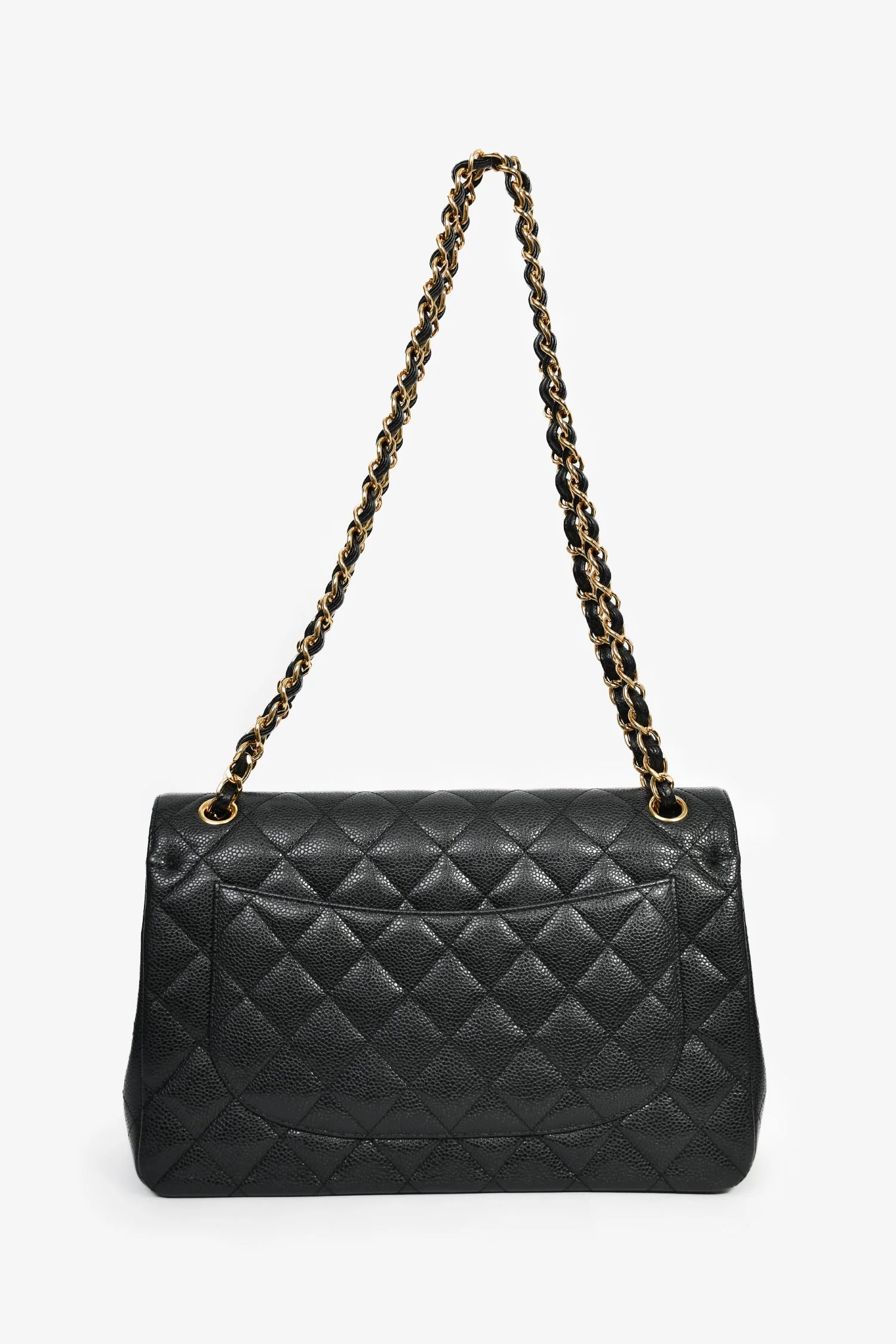 Pre-Loved Chanel™ 2021 Black Caviar Leather Jumbo Double Flap Bag GHW - Image 2