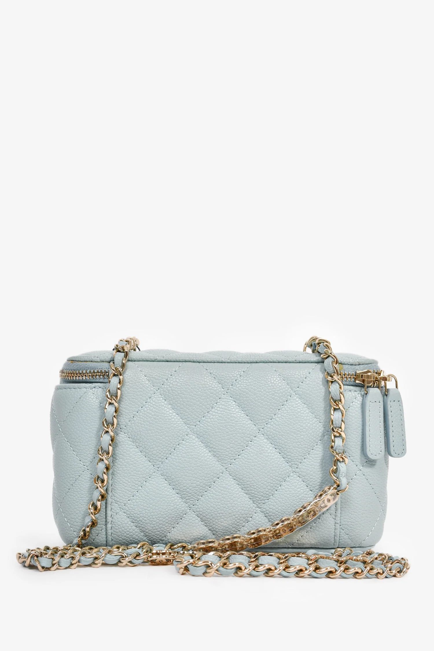 Pre-Loved Chanel™ 2021 Blue Caviar Leather Quilted CC Vanity Top Handle Bag - Image 2
