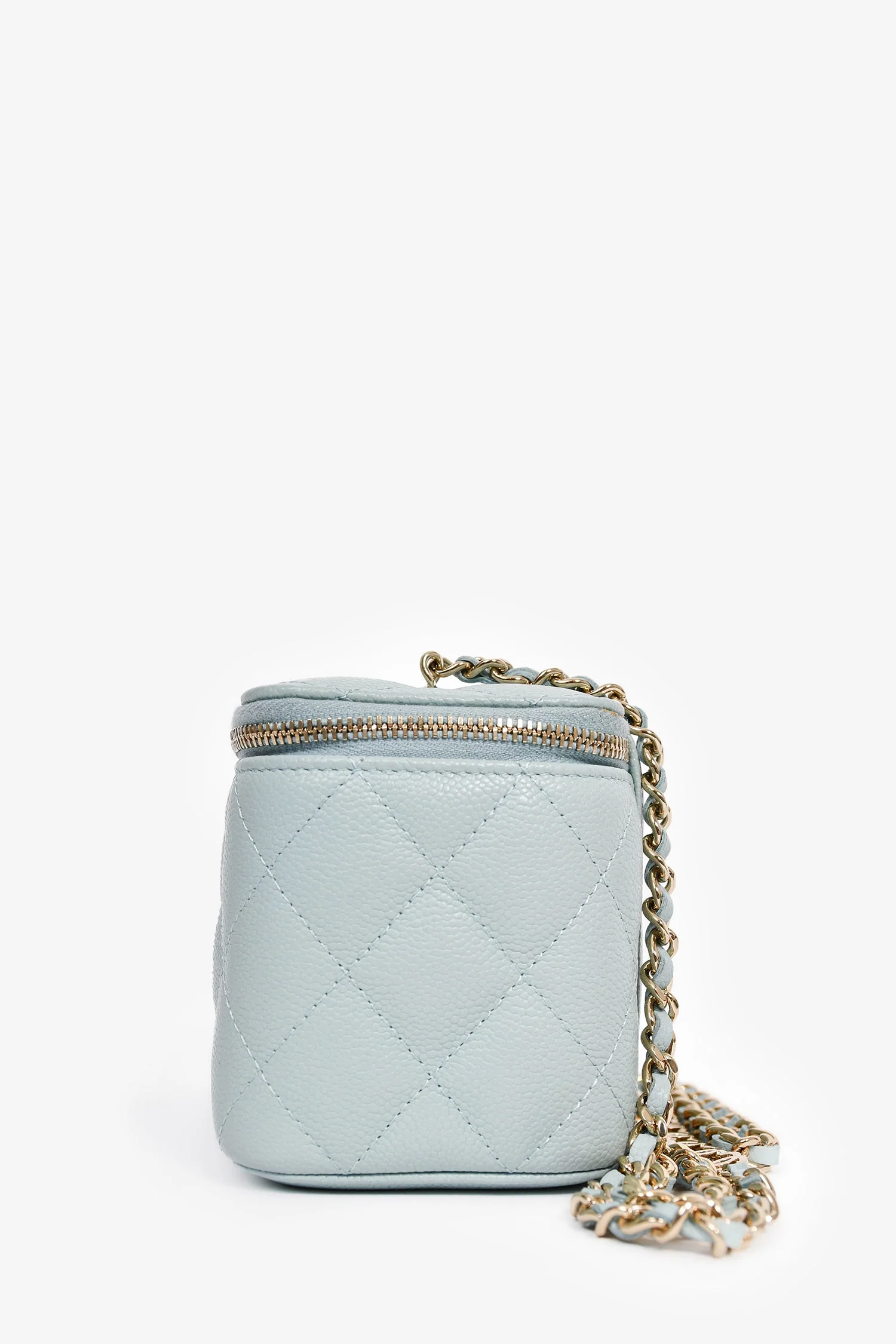 Pre-Loved Chanel™ 2021 Blue Caviar Leather Quilted CC Vanity Top Handle Bag - Image 4