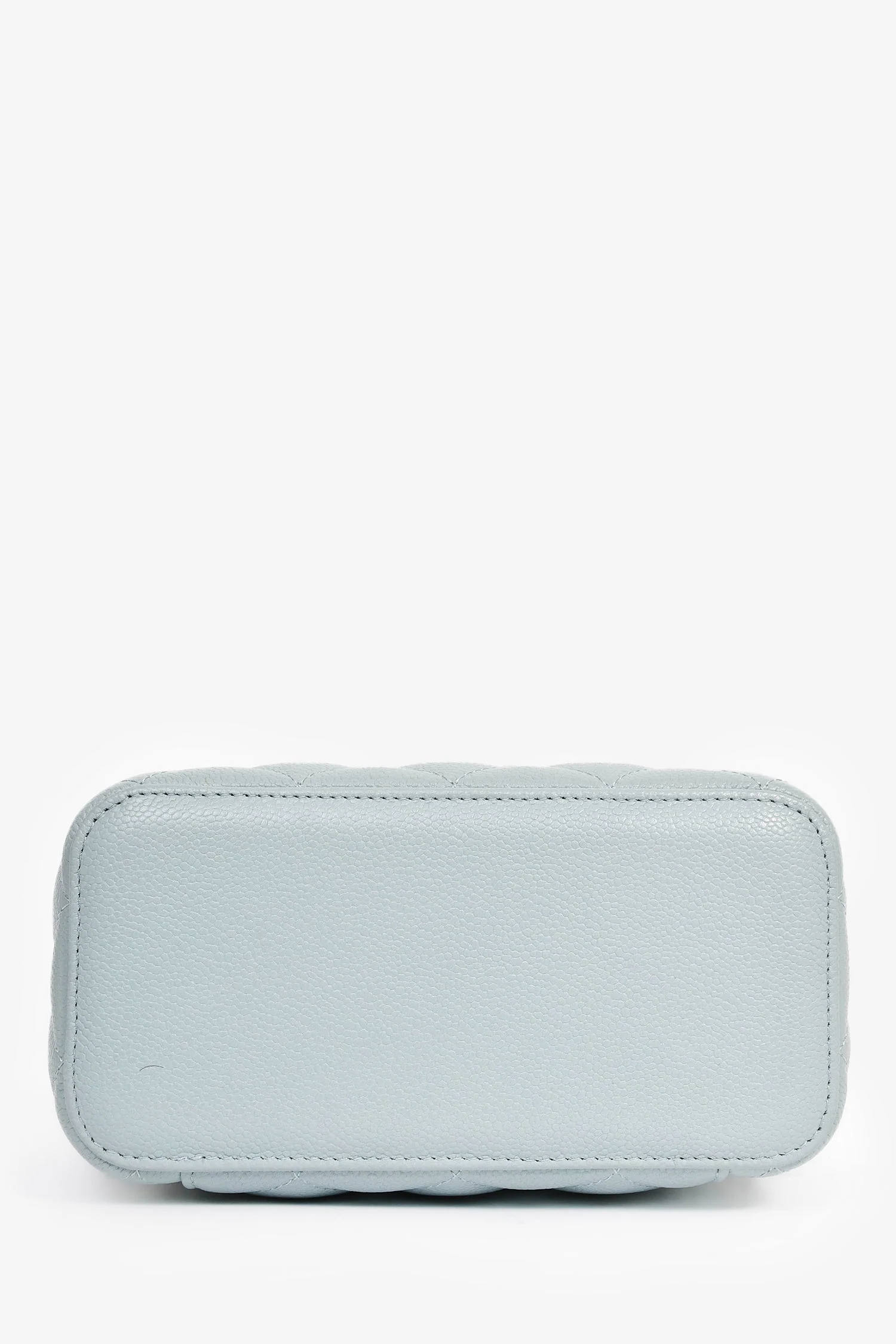 Pre-Loved Chanel™ 2021 Blue Caviar Leather Quilted CC Vanity Top Handle Bag - Image 5