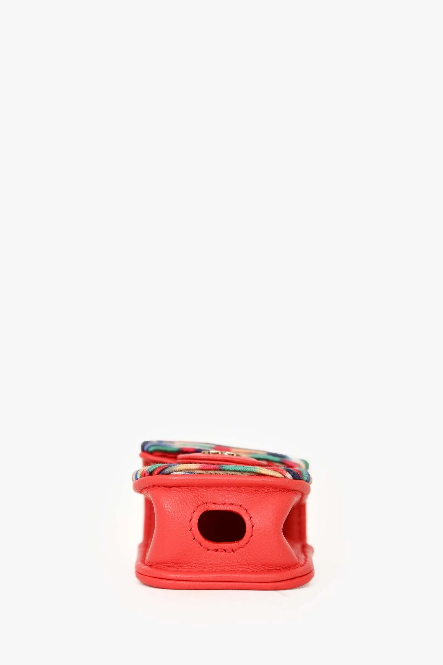 Pre-Loved Chanel™ 2021 Coral Pink Leather Airpod Case with Chain - Image 5