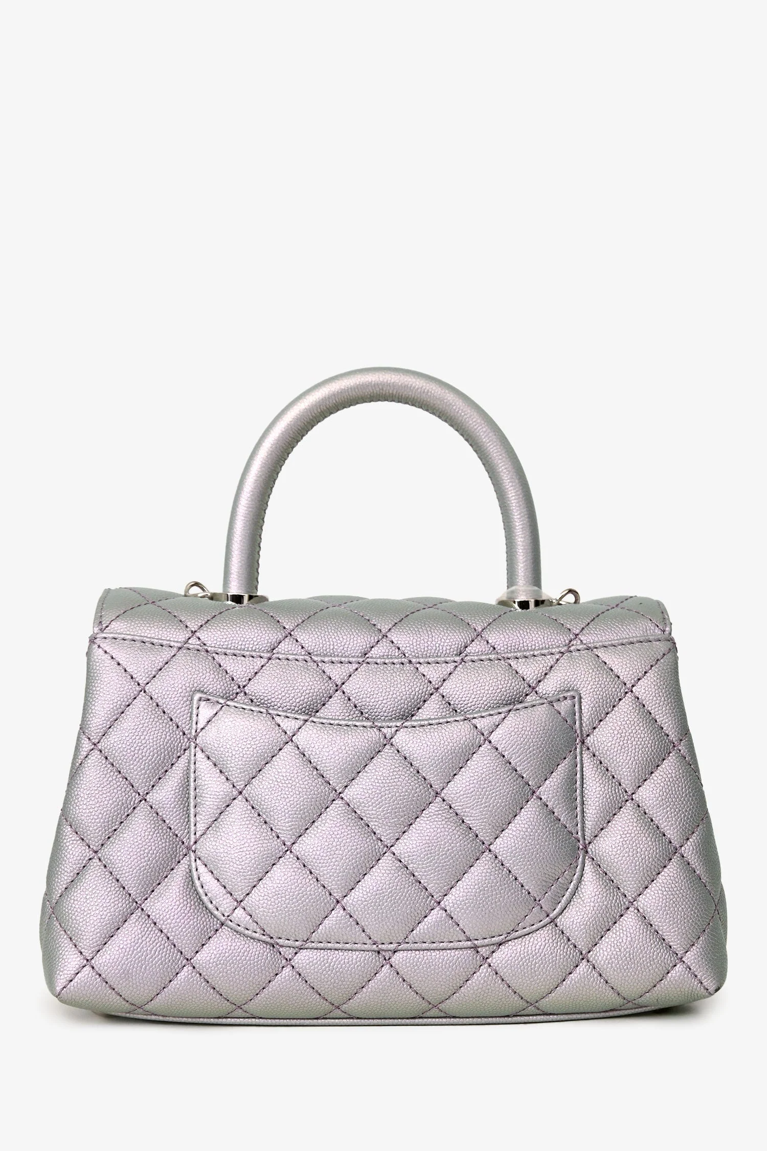 Pre-Loved Chanel™ 2021 Metallic Champagne Gold Quilted Caviar Mini Coco Top Handle Bag - Image 2