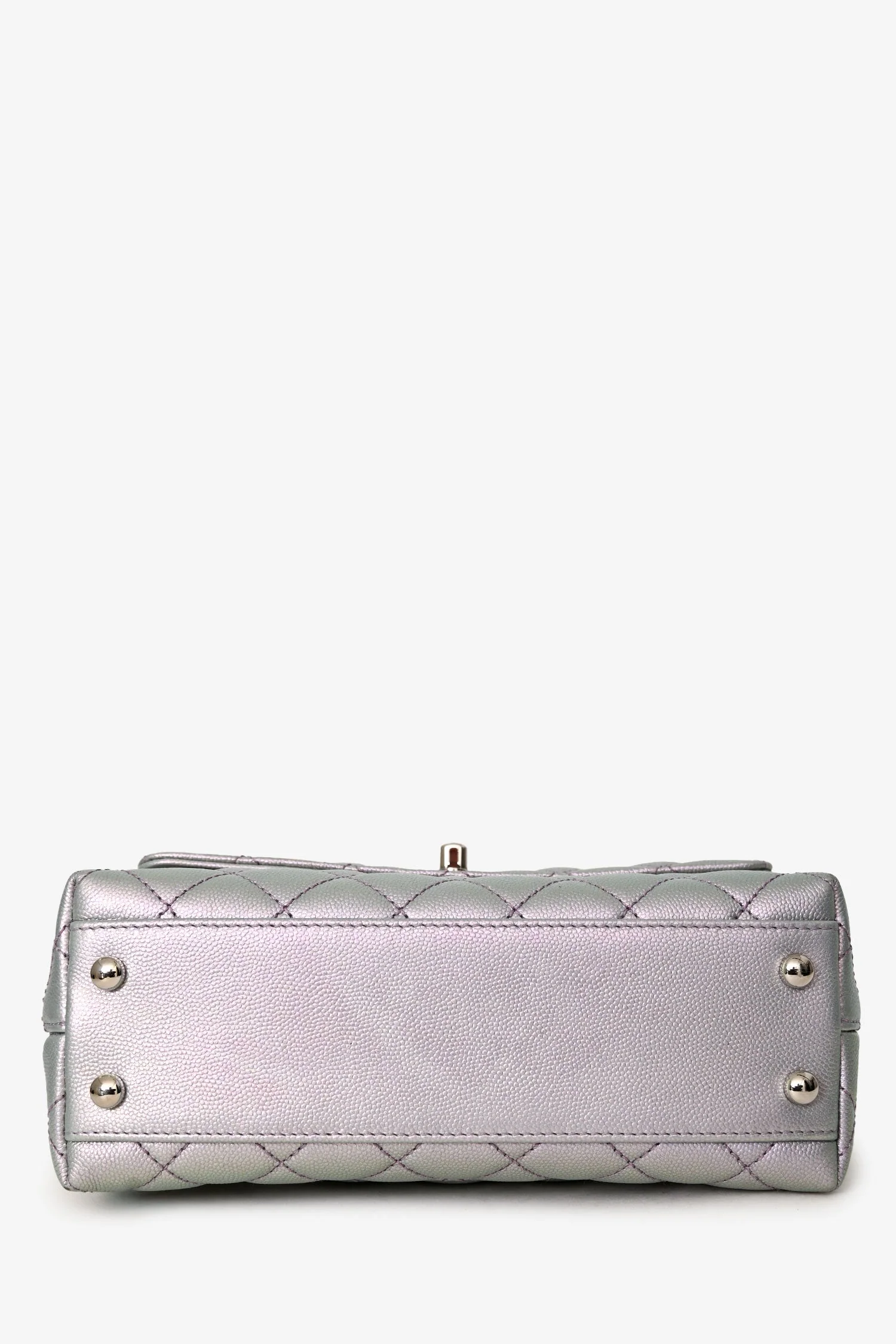 Pre-Loved Chanel™ 2021 Metallic Champagne Gold Quilted Caviar Mini Coco Top Handle Bag - Image 5