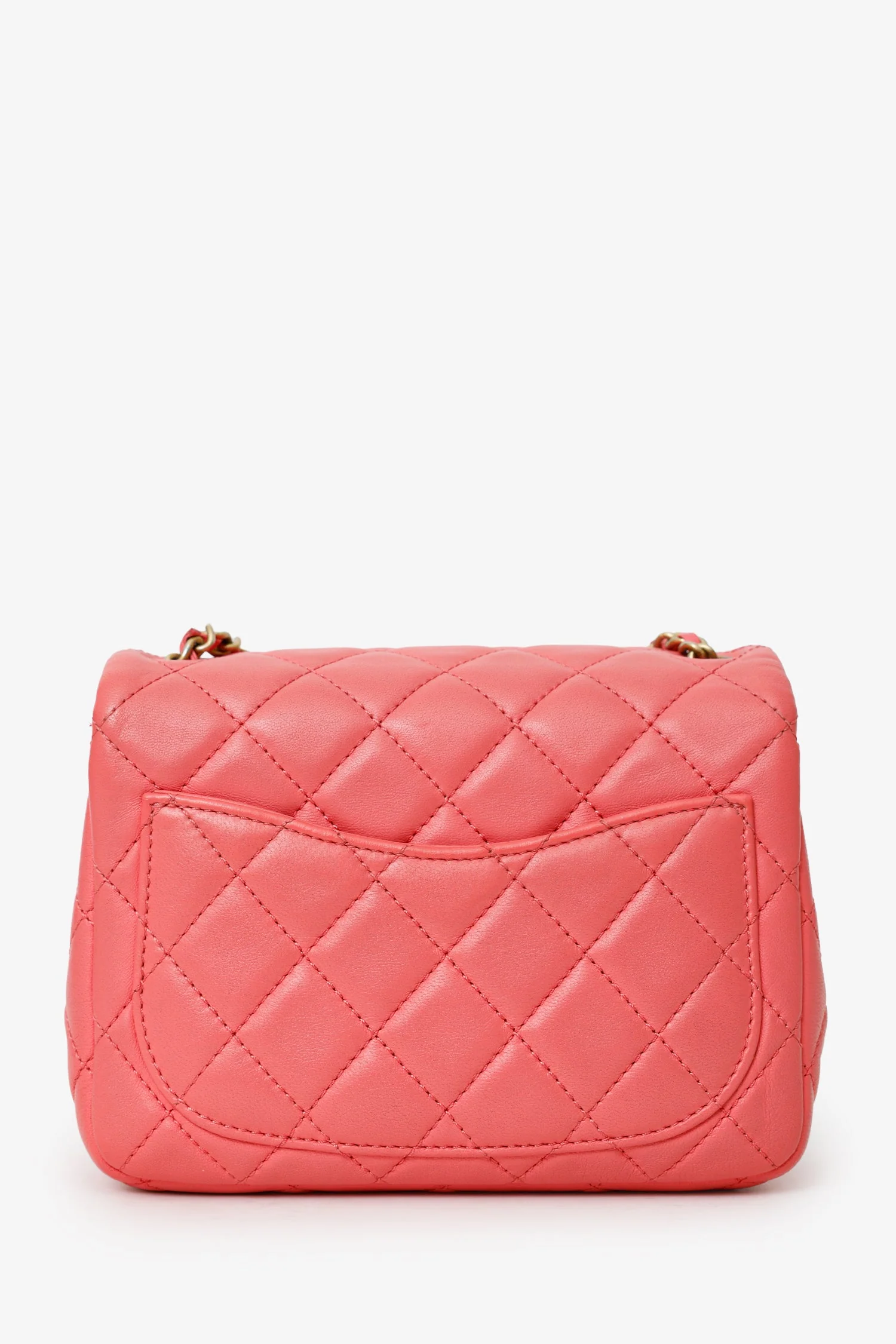 Pre-Loved Chanel™ 2021 Pink Quilted Lambskin Mini Square Pearl Crush Flap Bag - Image 2