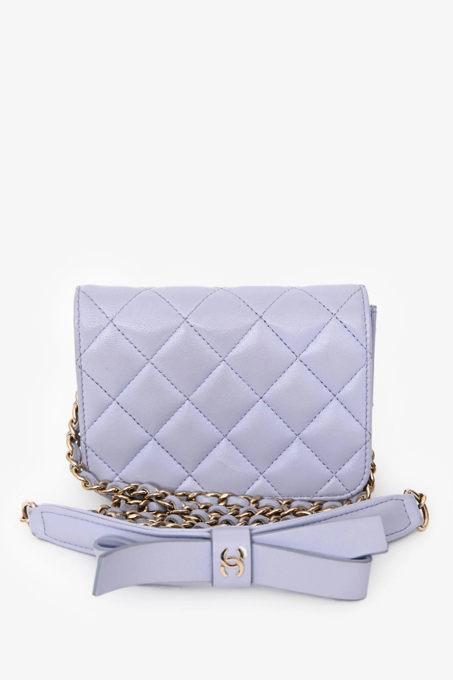 Pre-Loved Chanel™ 2021 Purple Lambskin Leather Mini Flap Crossbody Bag - Image 6