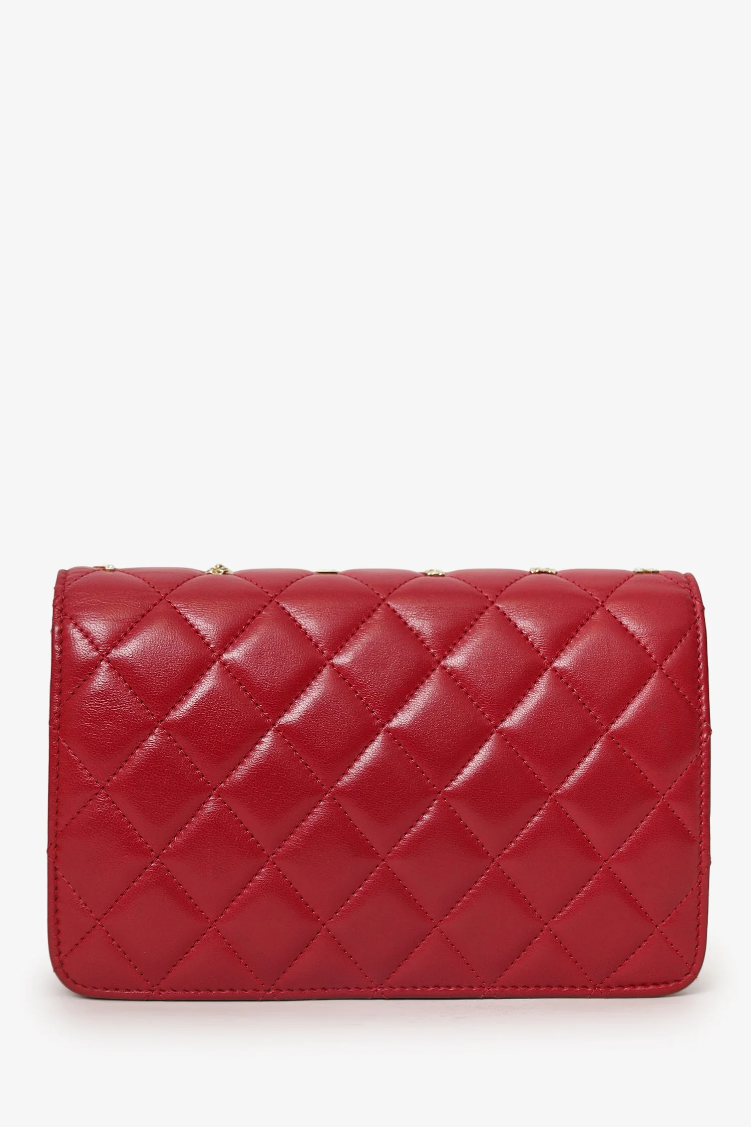 Pre-Loved Chanel™ 2021 Red Quilted Lambskin Leather All About Chanel Wallet on Chain - Image 2