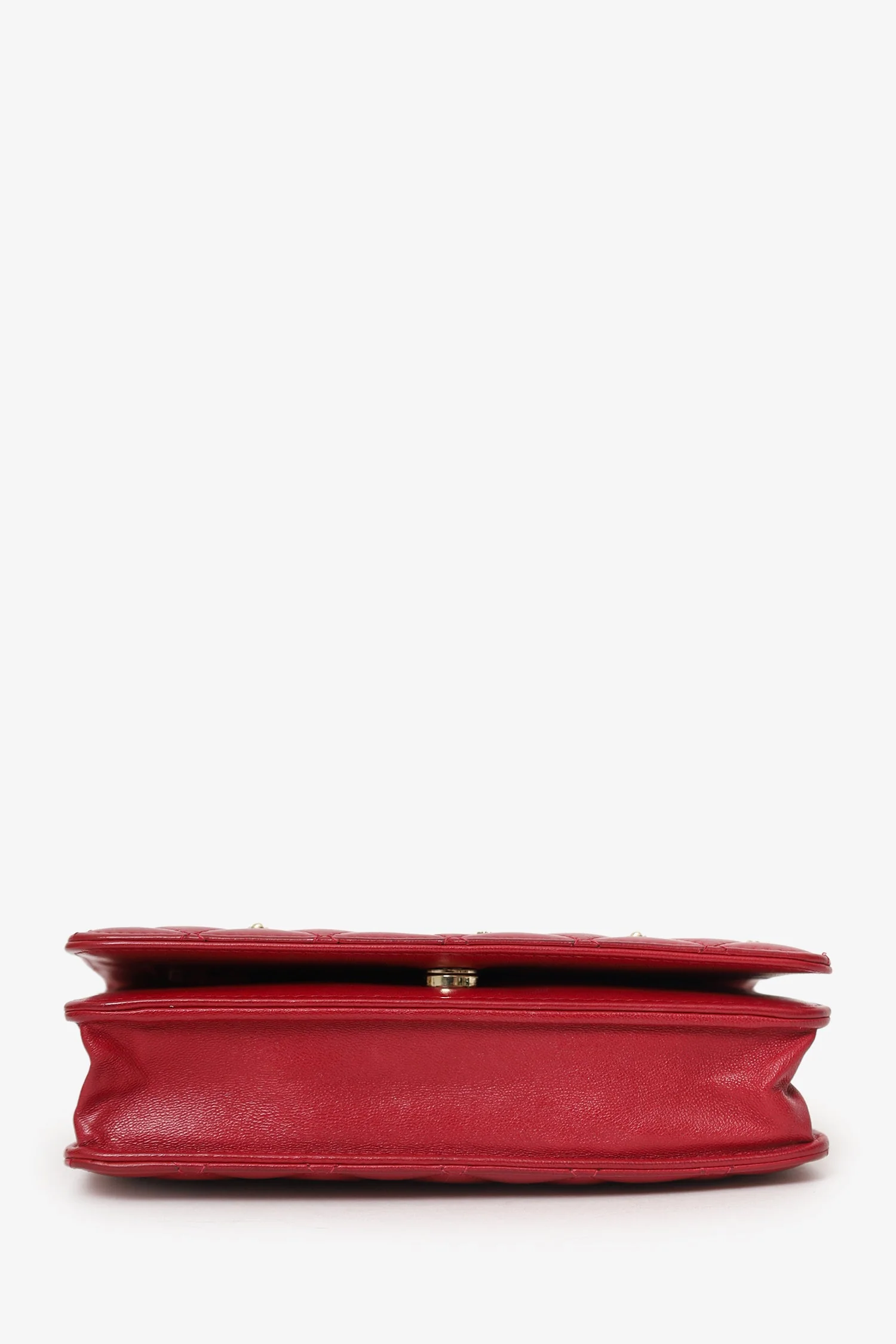 Pre-Loved Chanel™ 2021 Red Quilted Lambskin Leather All About Chanel Wallet on Chain - Image 5