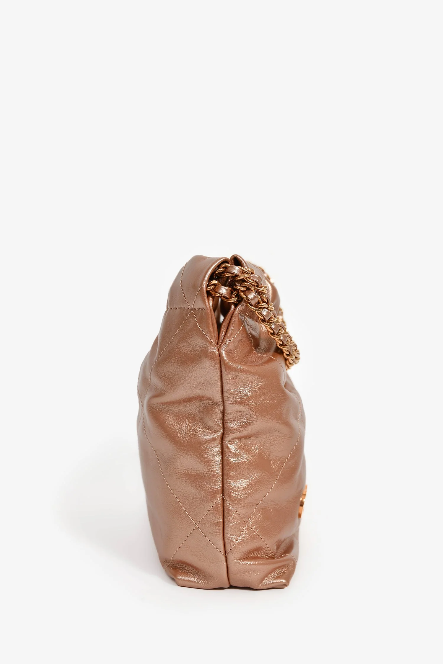 Pre-Loved Chanel™ 2021+ Rose Metallic Quilted Calfskin Mini Chanel 22 Hobo Bag - Image 3