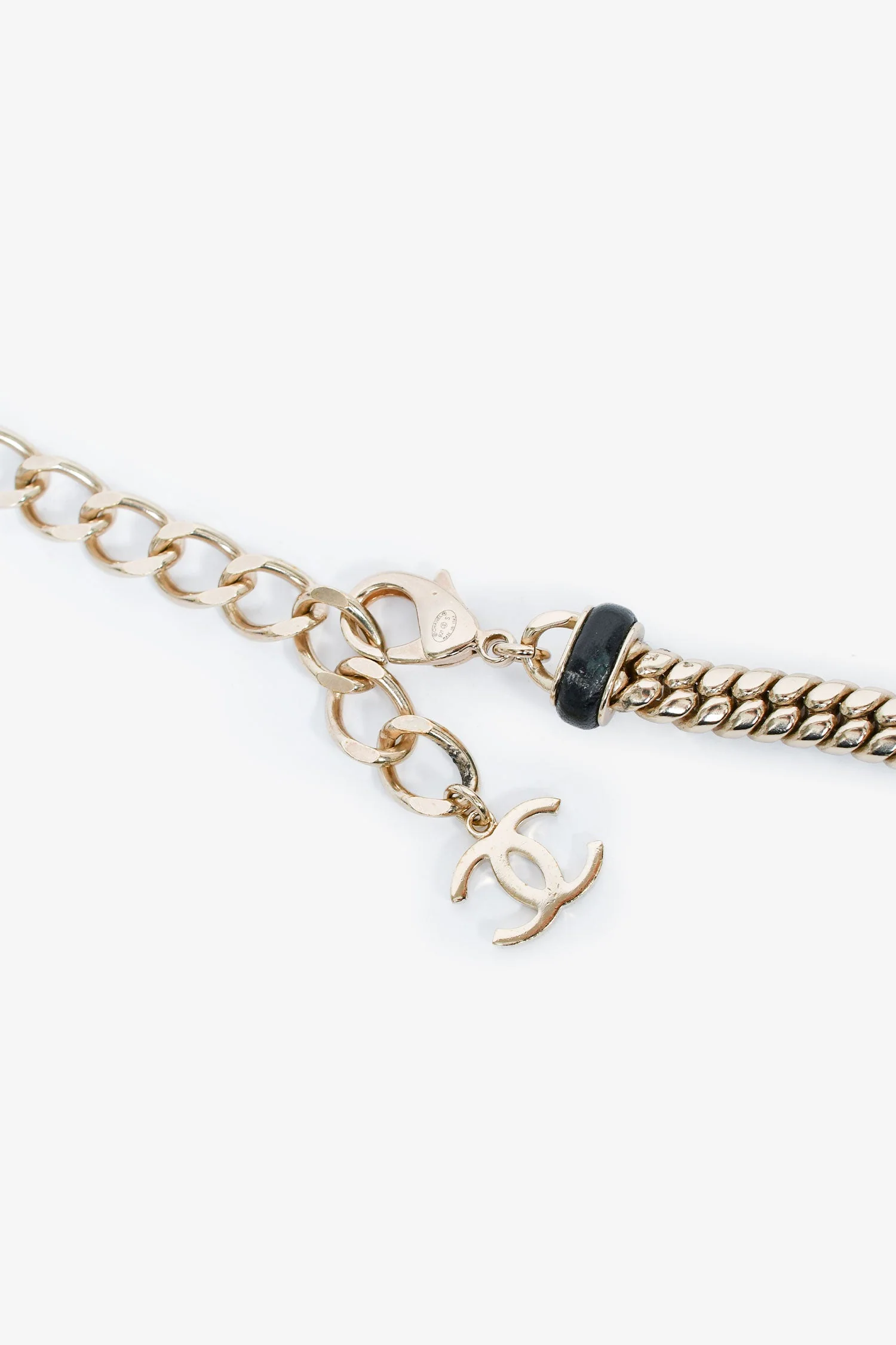Chanel™ 2021 Silver Tone/Black Leather Necklace - Image 3