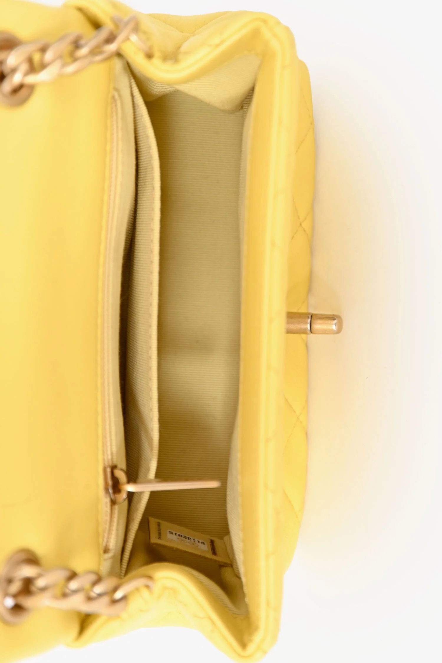 Pre-Loved Chanel™ 2021 Yellow Quilted Lambskin Mini Pearl Samba Flap Crossbody Bag - Image 6