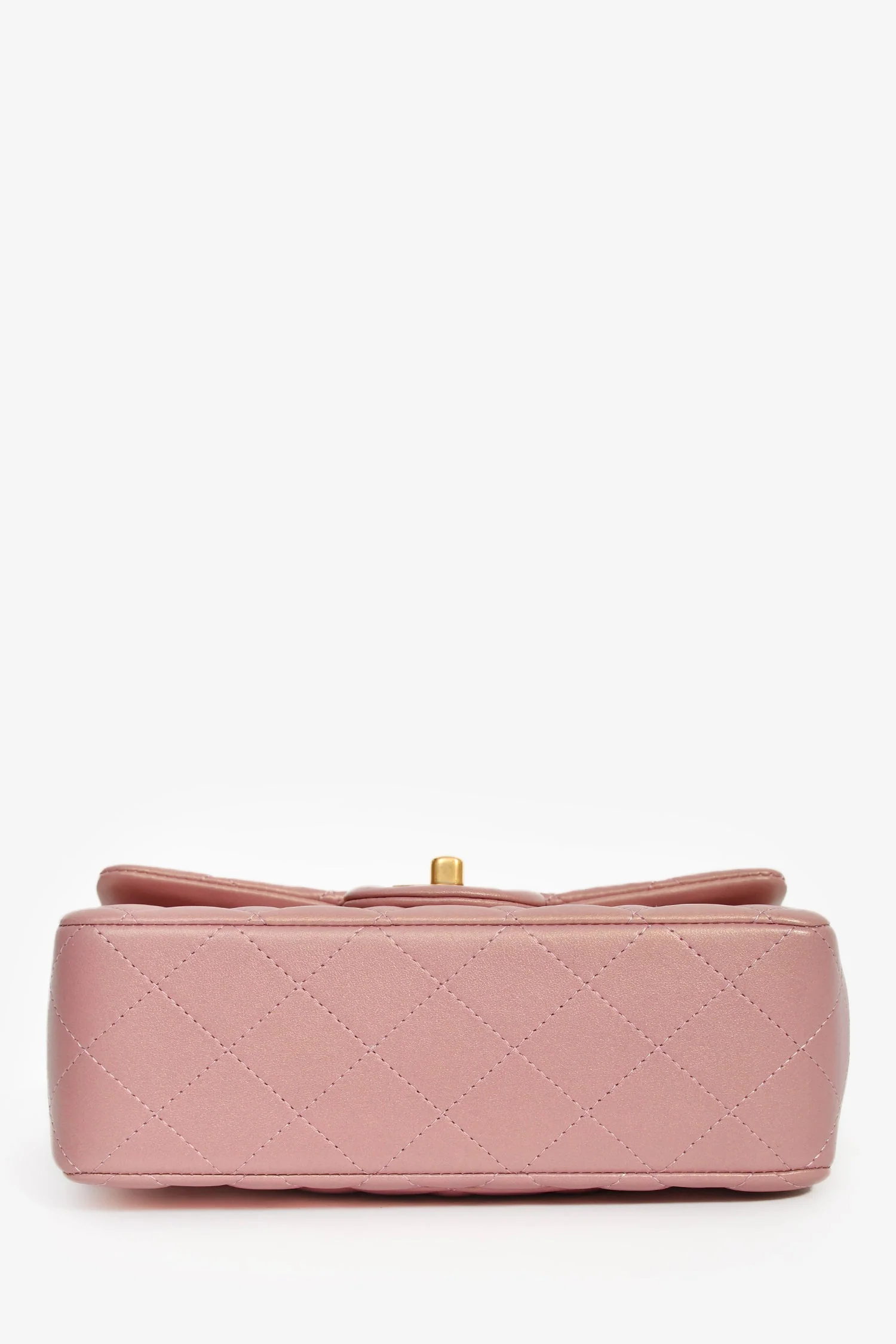 Pre-Loved Chanel™ 2021P Rose Iridescent Quilted Lambskin Mini Rectangle Top Handle - Image 5