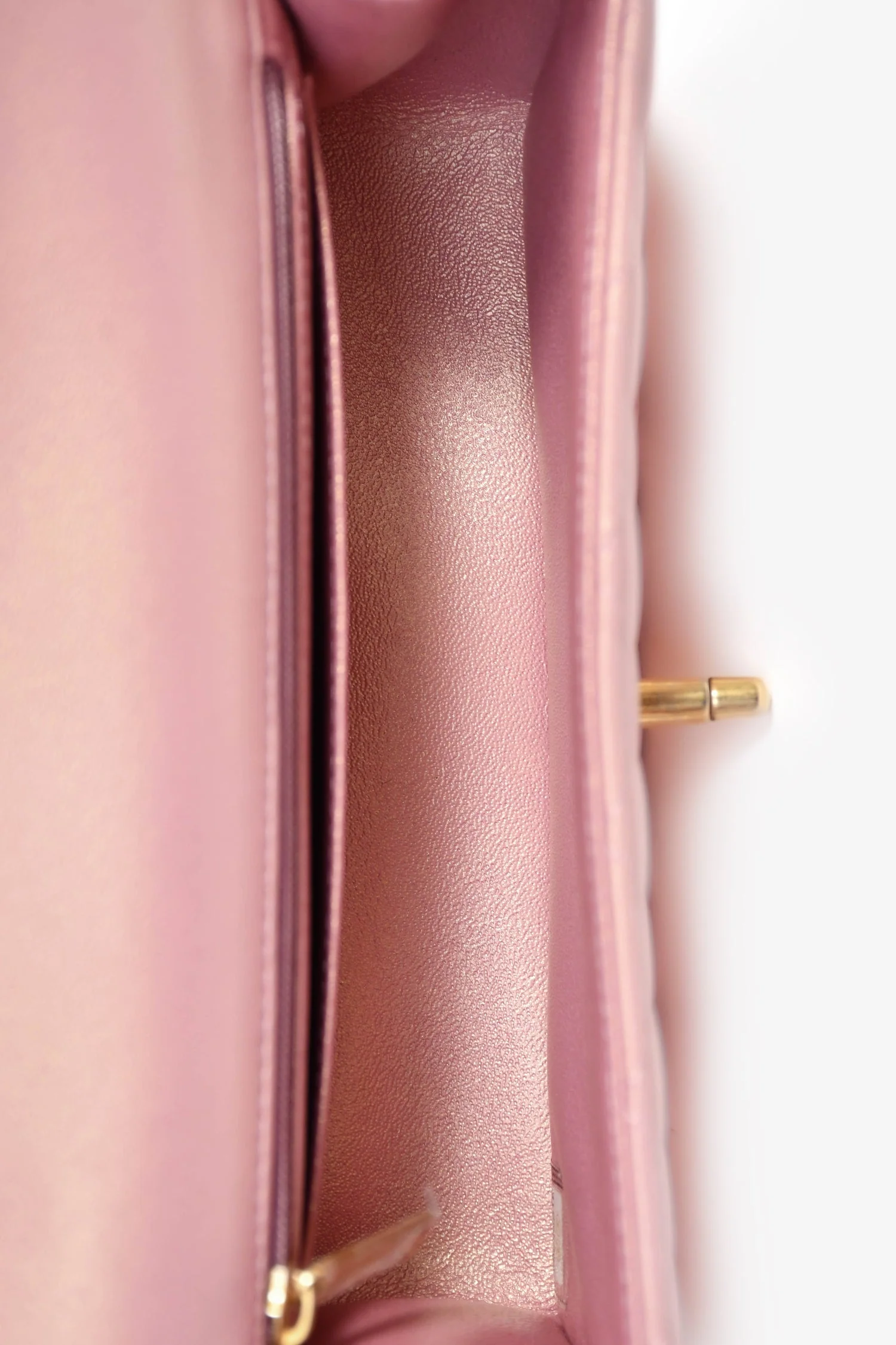 Pre-Loved Chanel™ 2021P Rose Iridescent Quilted Lambskin Mini Rectangle Top Handle - Image 6