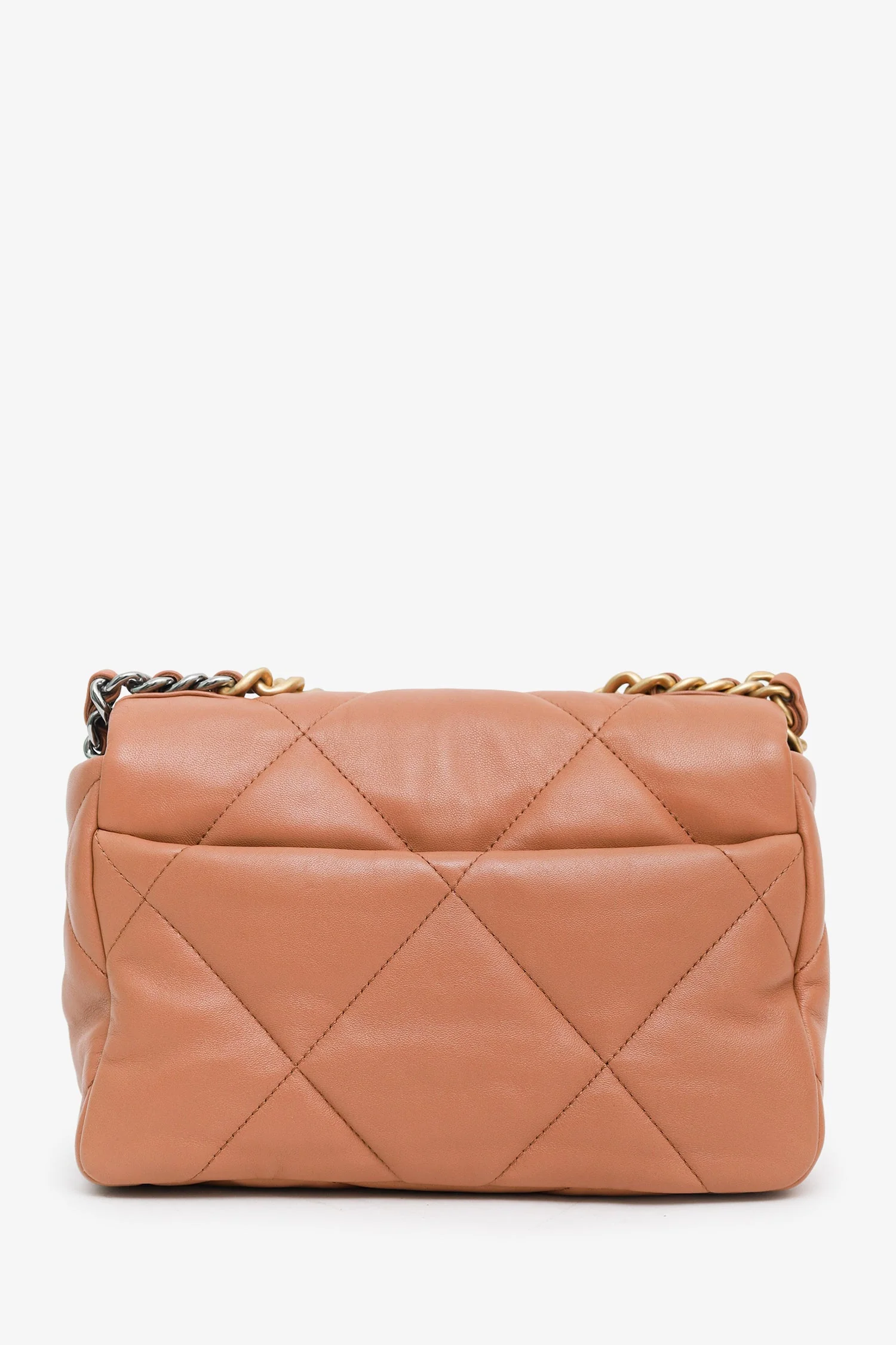Pre-Loved Chanel™ 2022 Brown Goatskin Leather 'Chanel 19' Small Flap Shoulder Bag - Image 2