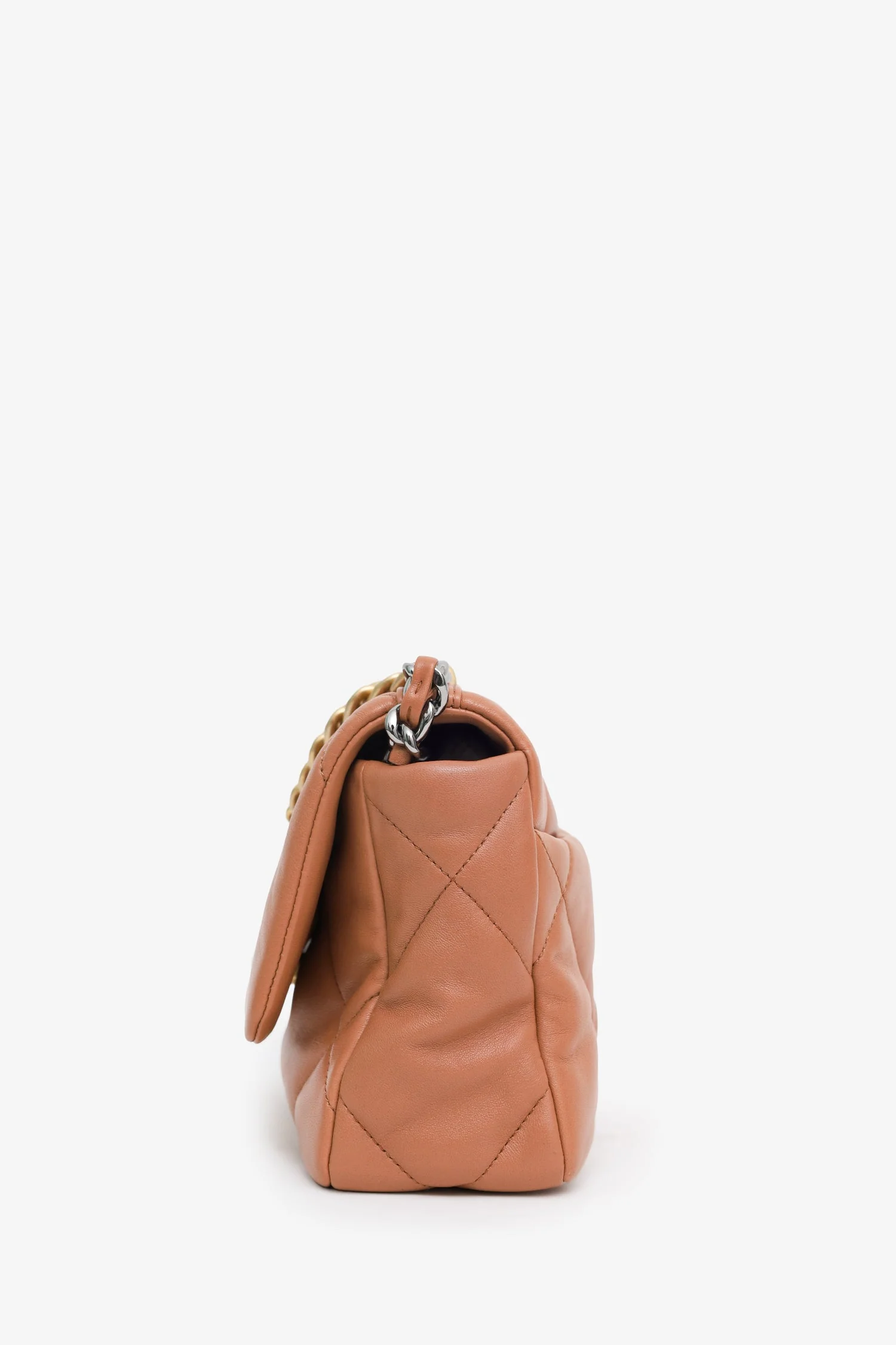 Pre-Loved Chanel™ 2022 Brown Goatskin Leather 'Chanel 19' Small Flap Shoulder Bag - Image 3