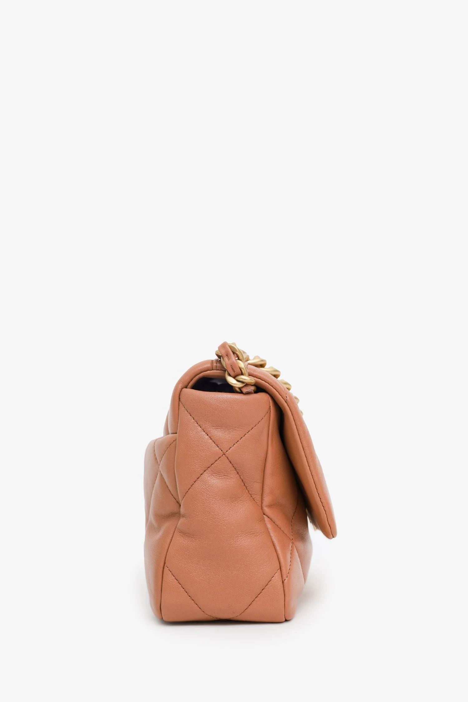 Pre-Loved Chanel™ 2022 Brown Goatskin Leather 'Chanel 19' Small Flap Shoulder Bag - Image 4