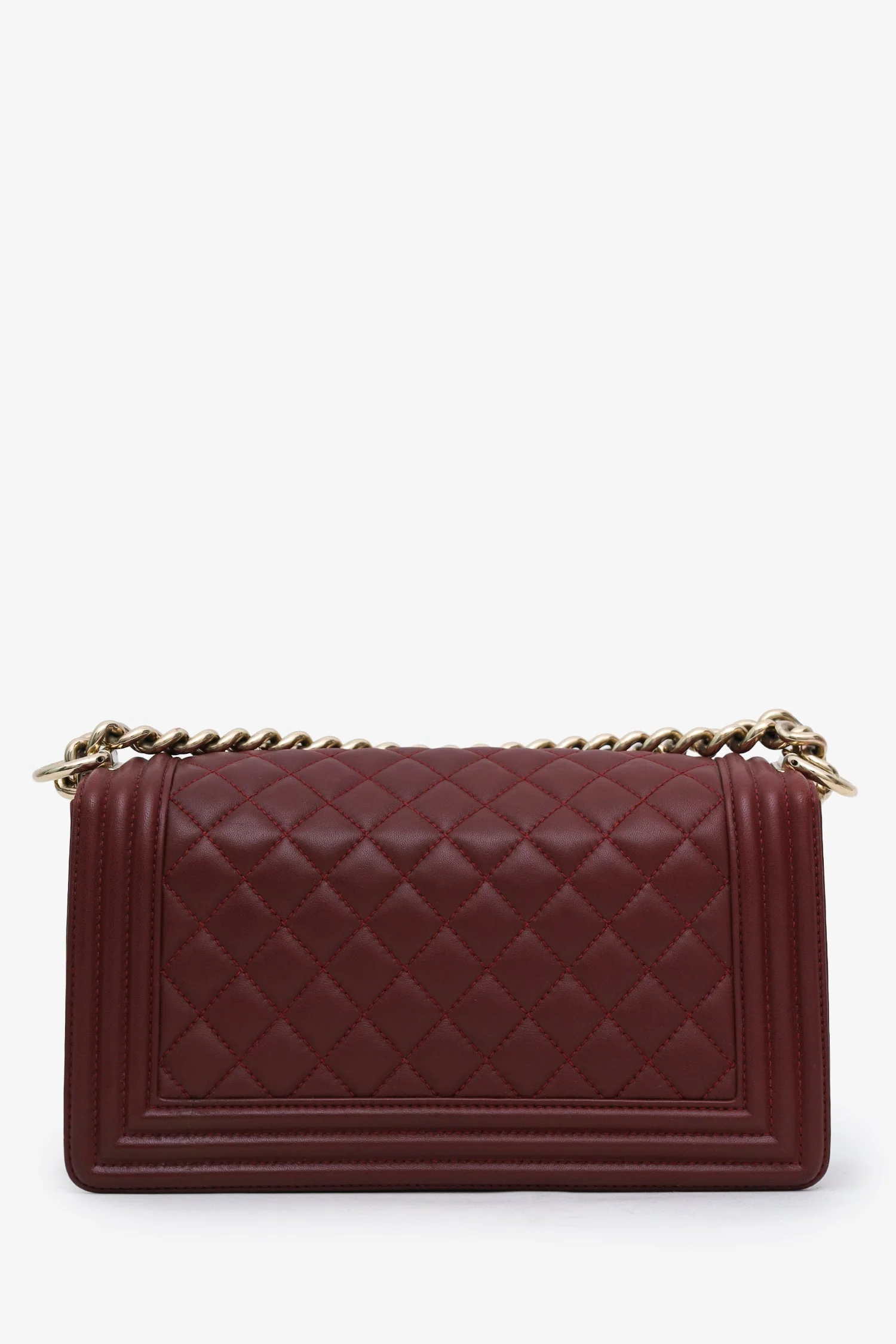 Chanel™ 2022 Burgundy Lambskin Medium Boy Bag GHW (Pre-Loved) - Image 2