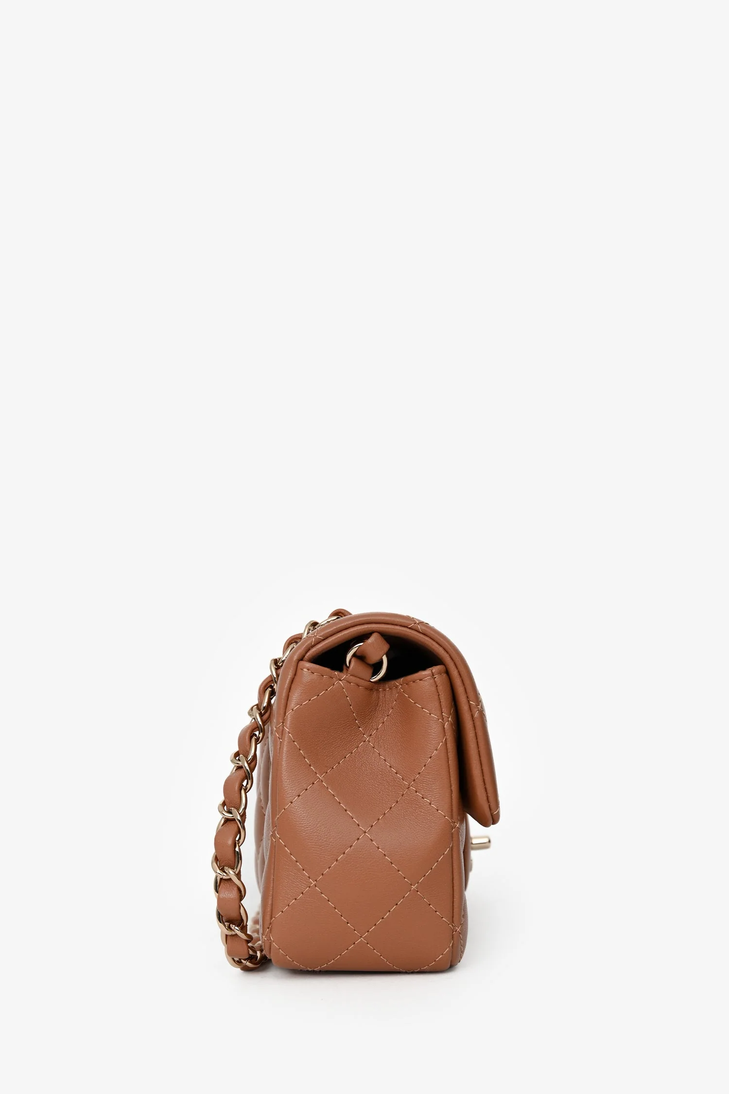 Pre-Loved Chanel™2022 Caramel Lambskin Leather Mini Classic Flap - Image 3
